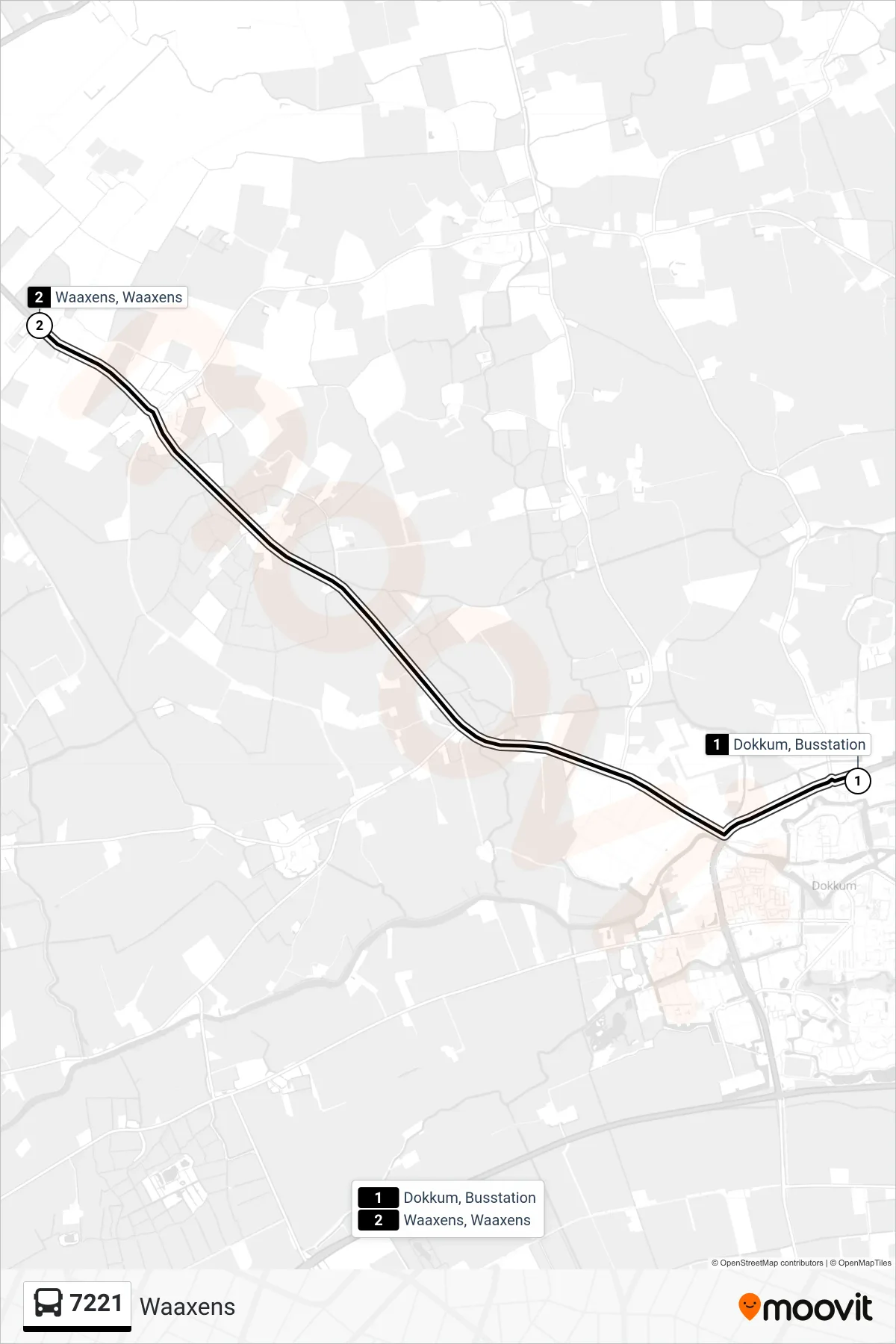 Lijn 7221 (bus, Waaxens): route en haltes op de kaart