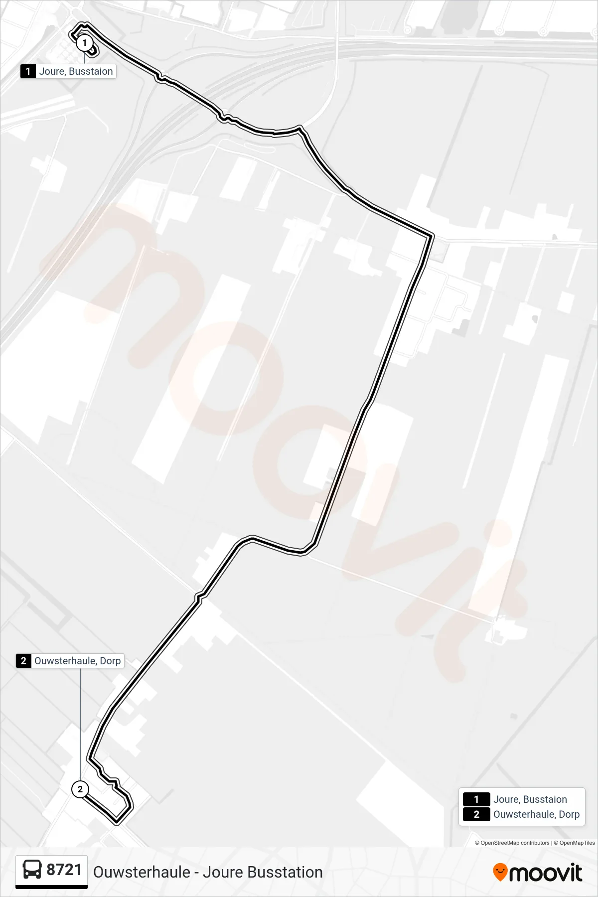 Lijn 8721 (bus, Ouwsterhaule): route en haltes op de kaart