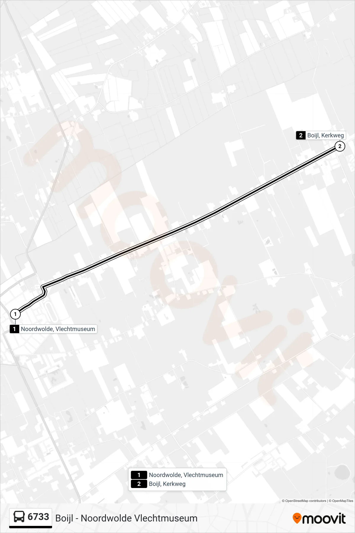 Lijn 6733 (bus, Boijl): route en haltes op de kaart