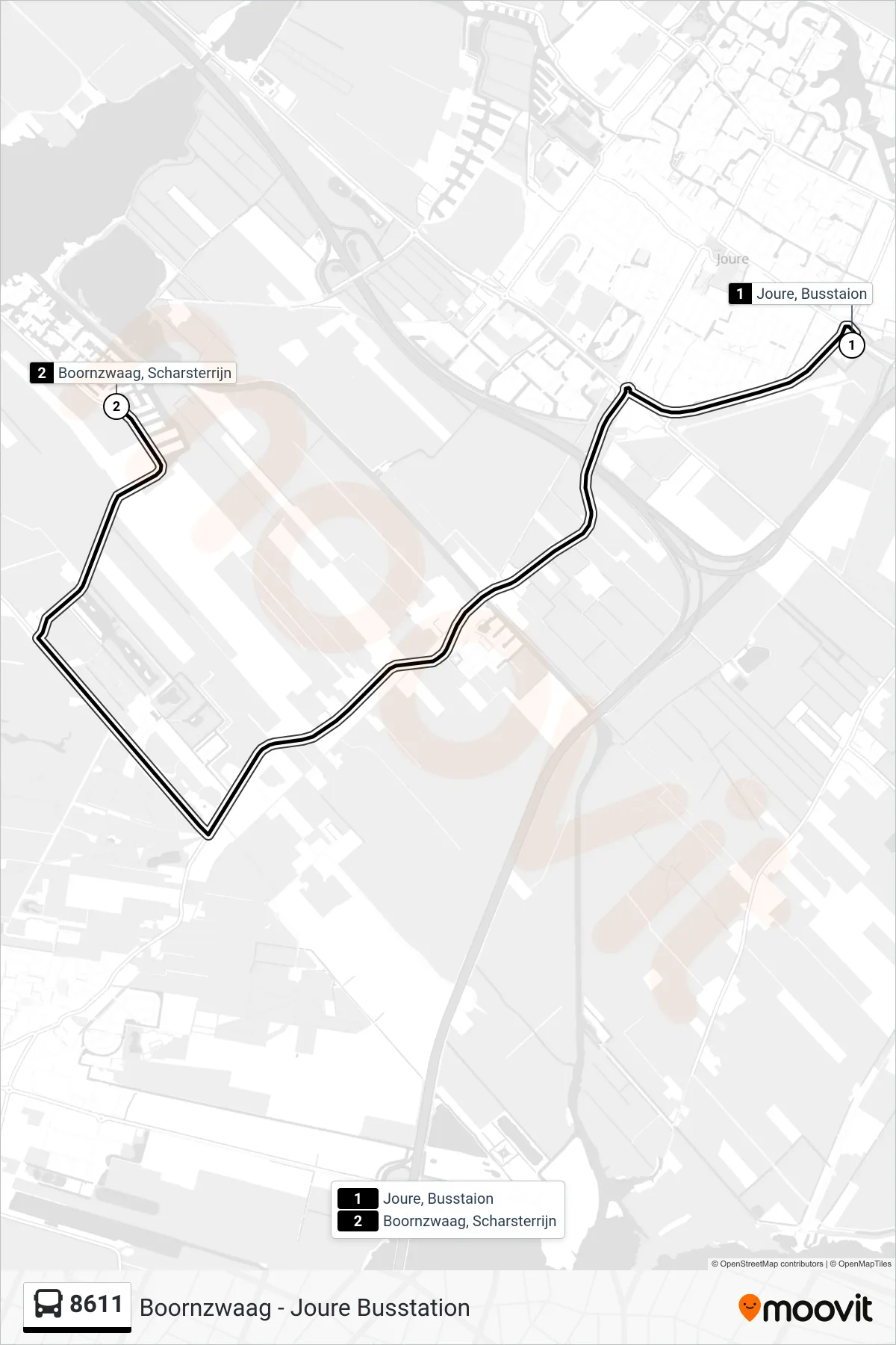 Lijn 8611 (bus, Boornzwaag): route en haltes op de kaart