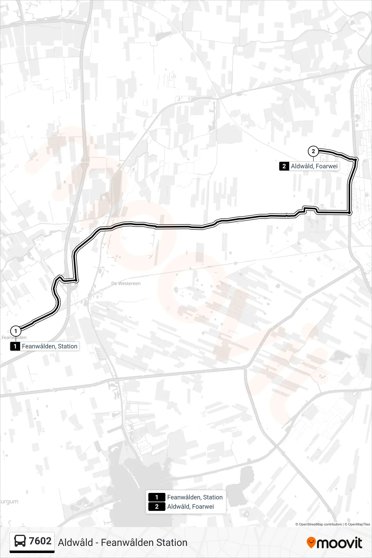 Lijn 7602 (bus, Aldwâld): route en haltes op de kaart