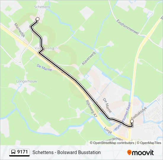 9171 Bus Line Map