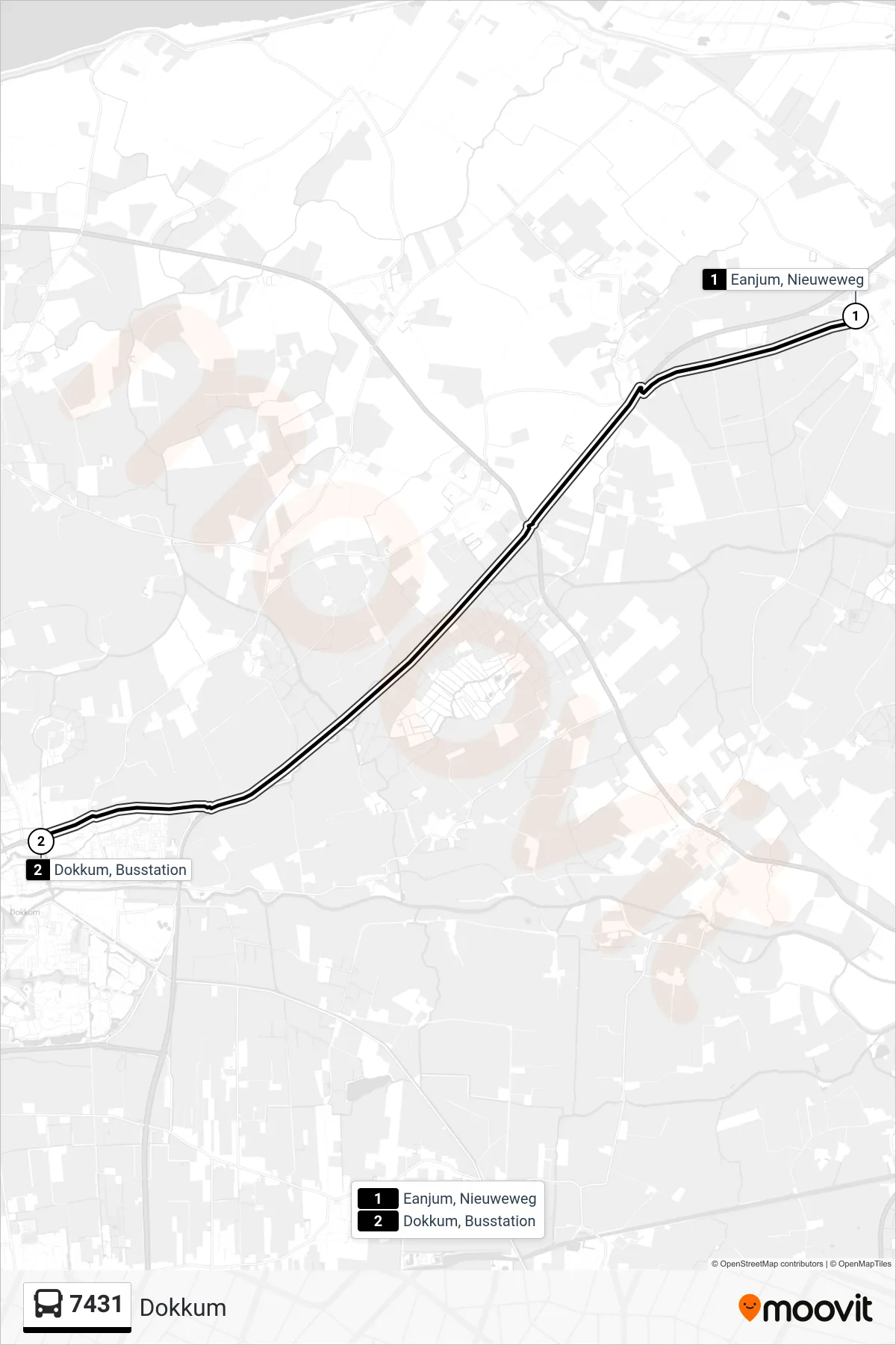 Lijn 7431 (bus, Dokkum): route en haltes op de kaart