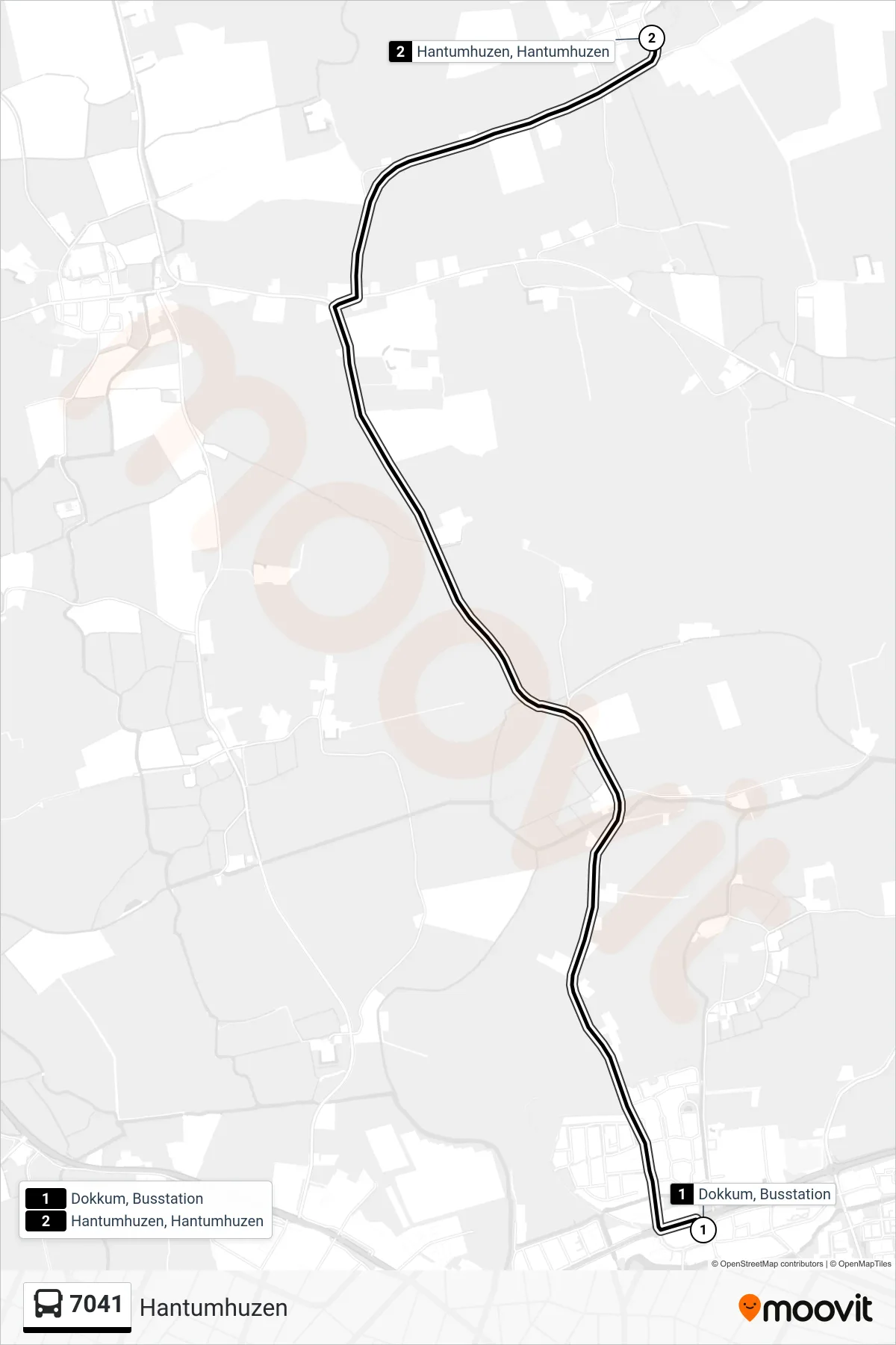Lijn 7041 (bus, Hantumhuzen): route en haltes op de kaart