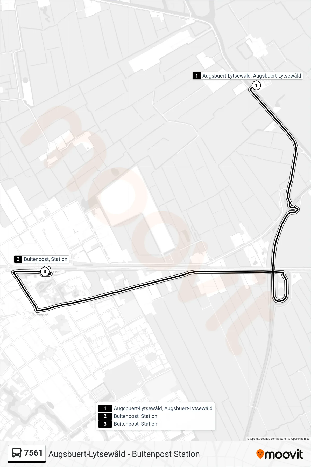 Lijn 7561 (bus, Buitenpost): route en haltes op de kaart