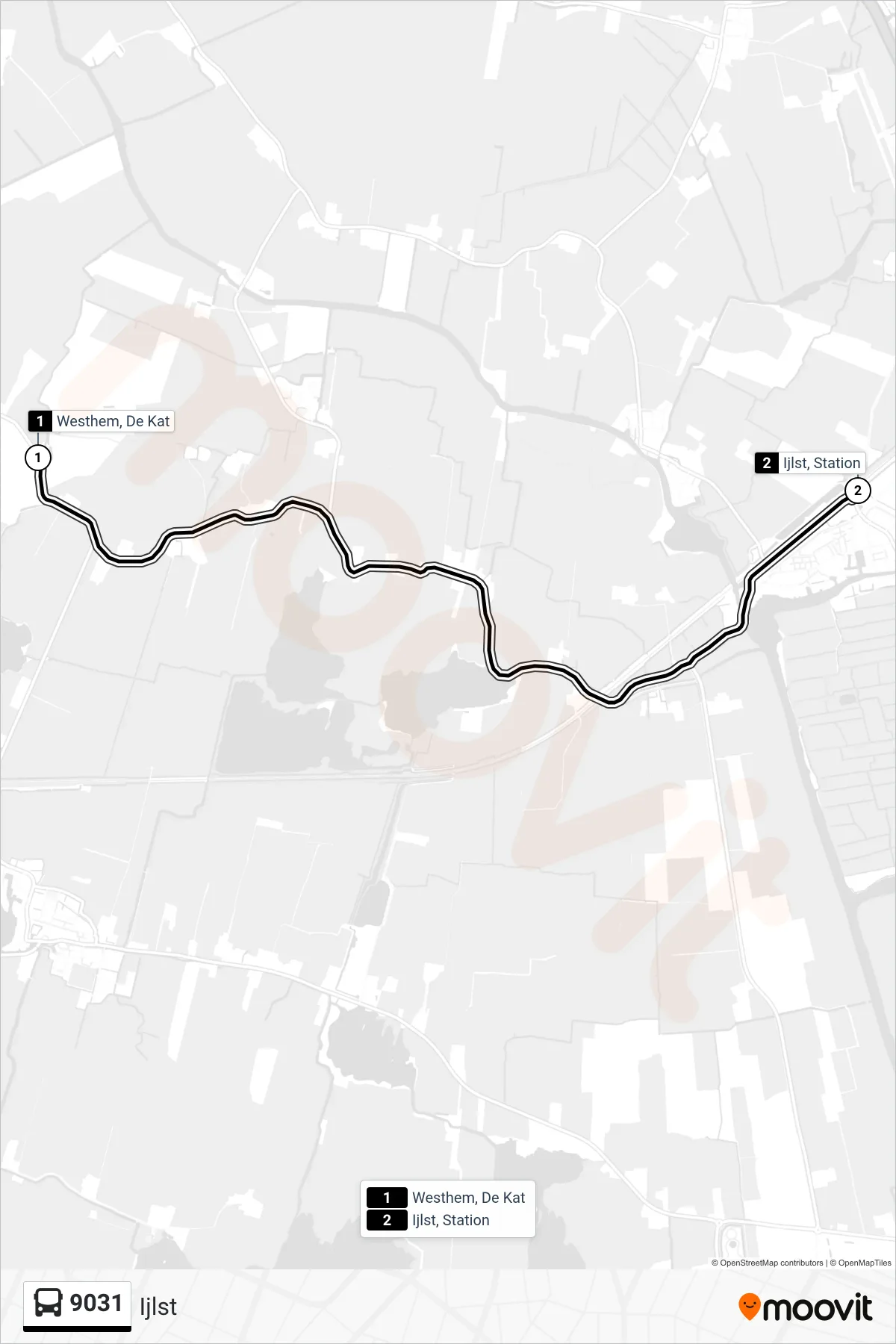 Lijn 9031 (bus, Ijlst): route en haltes op de kaart