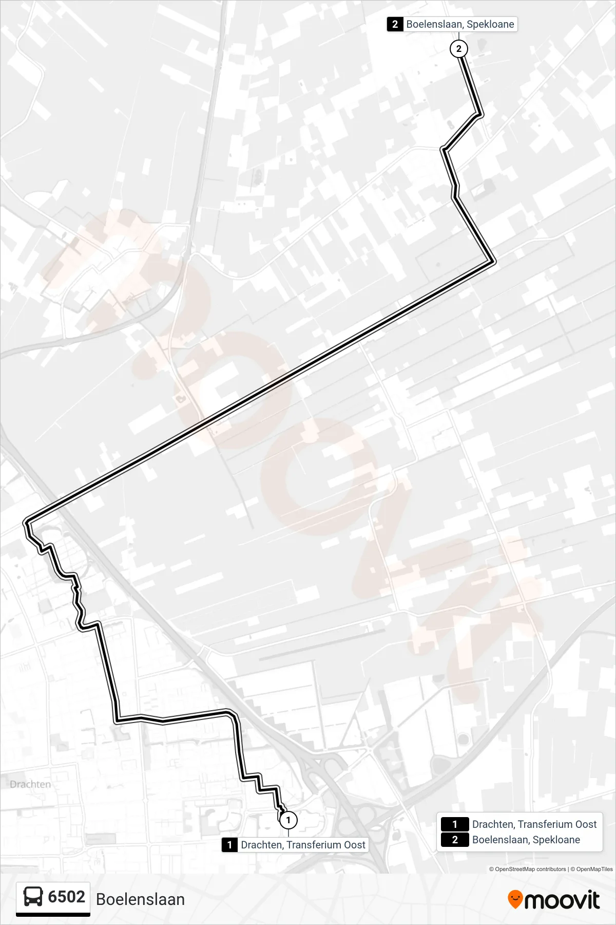 Lijn 6502 (bus, Boelenslaan): route en haltes op de kaart