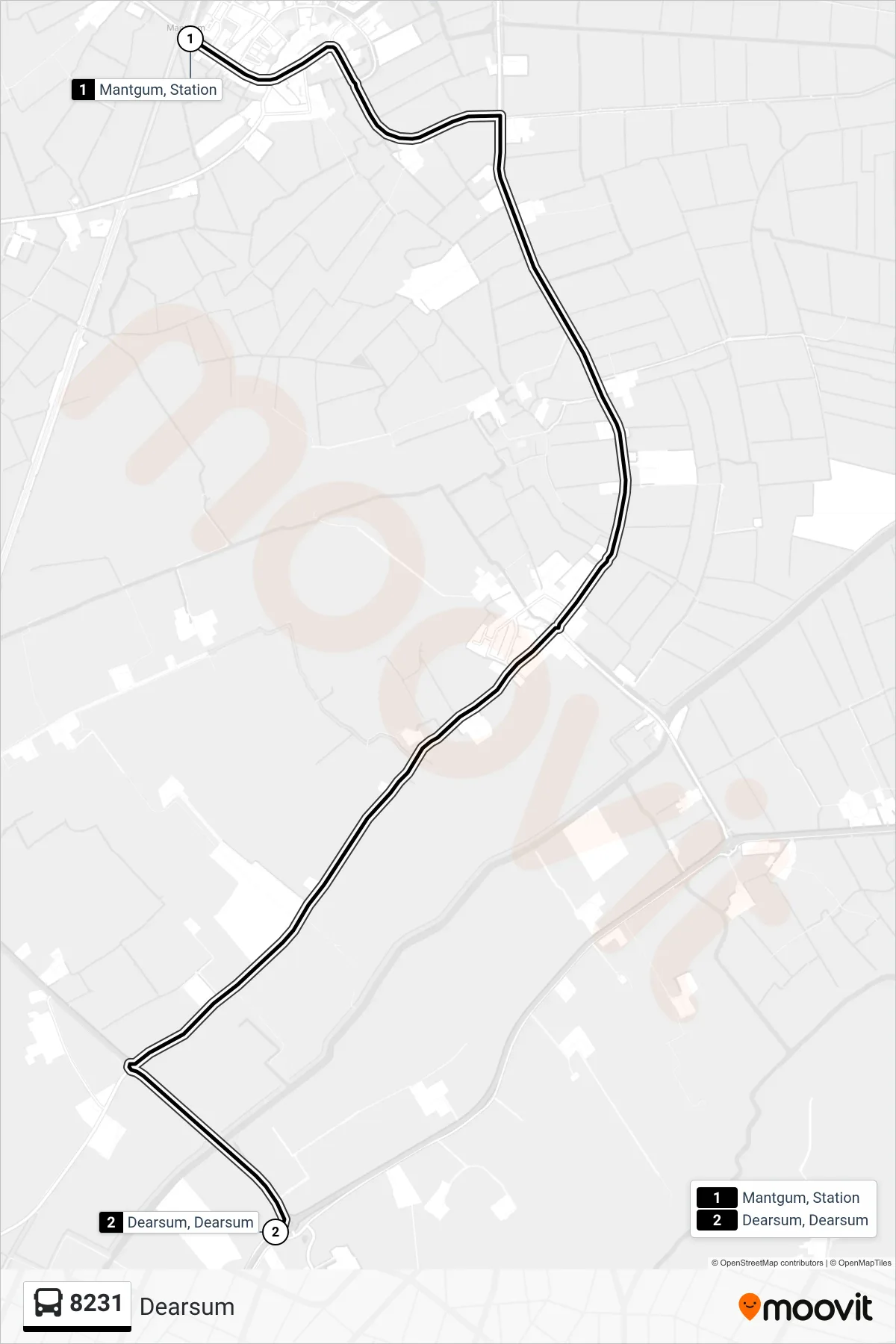 Lijn 8231 (bus, Dearsum): route en haltes op de kaart