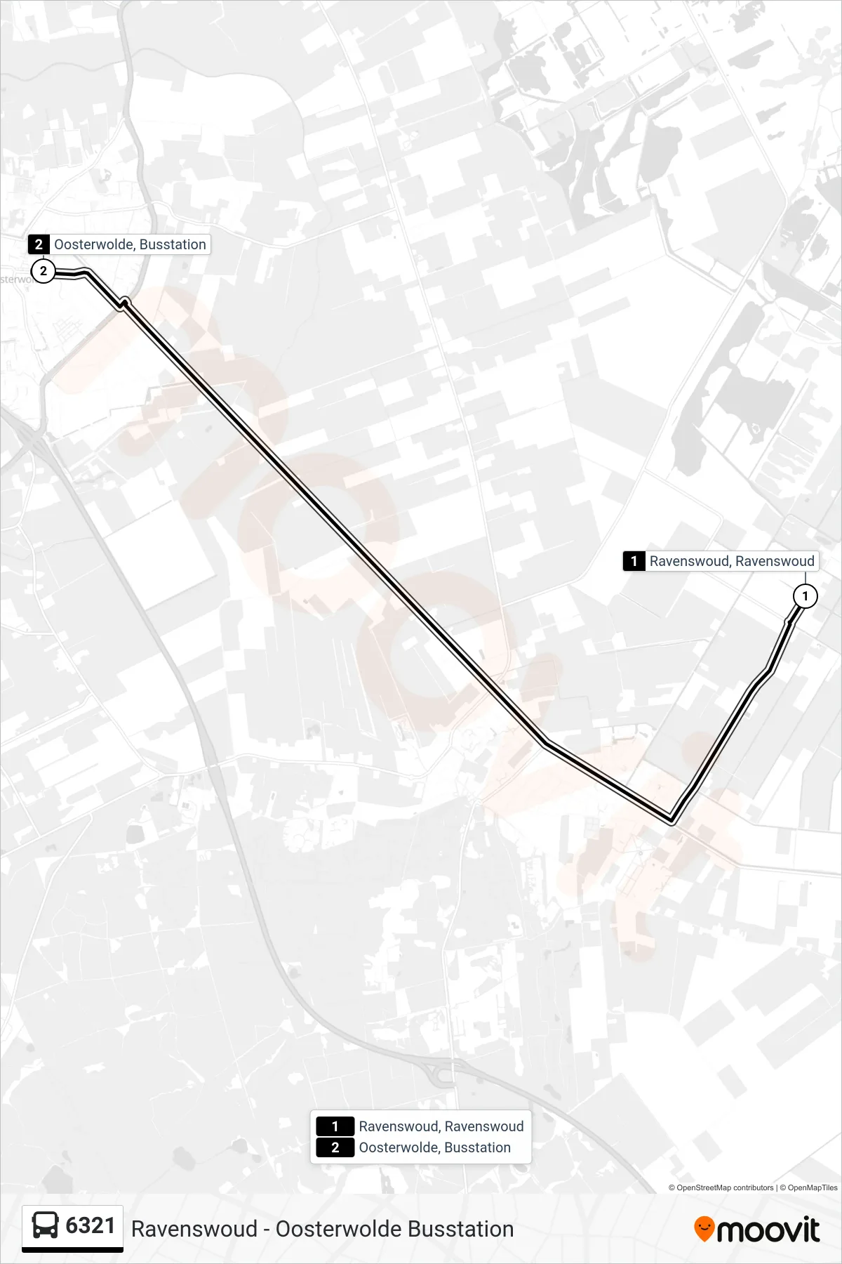 Lijn 6321 (bus, Oosterwolde): route en haltes op de kaart