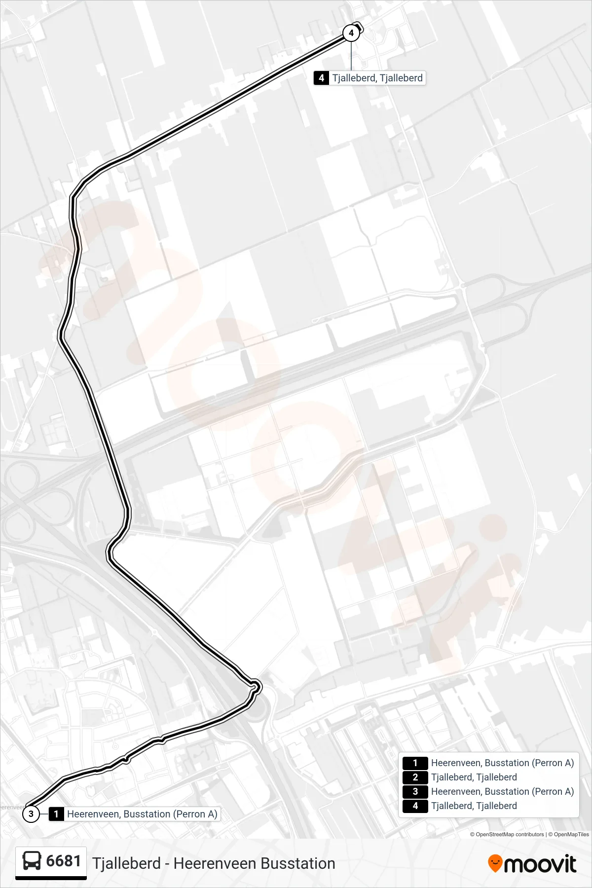 Lijn 6681 (bus, Tjalleberd): route en haltes op de kaart