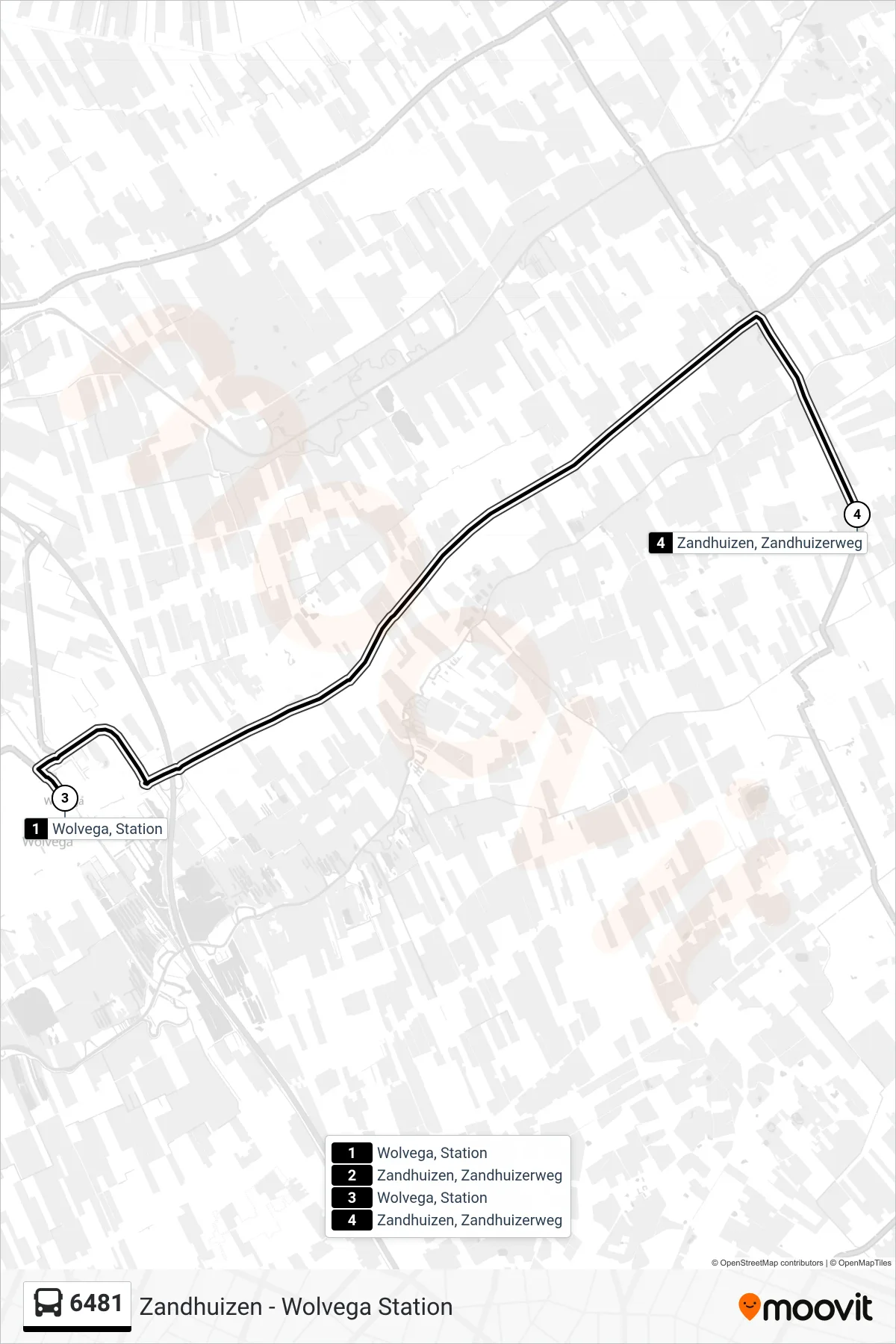 Lijn 6481 (bus, Zandhuizen): route en haltes op de kaart