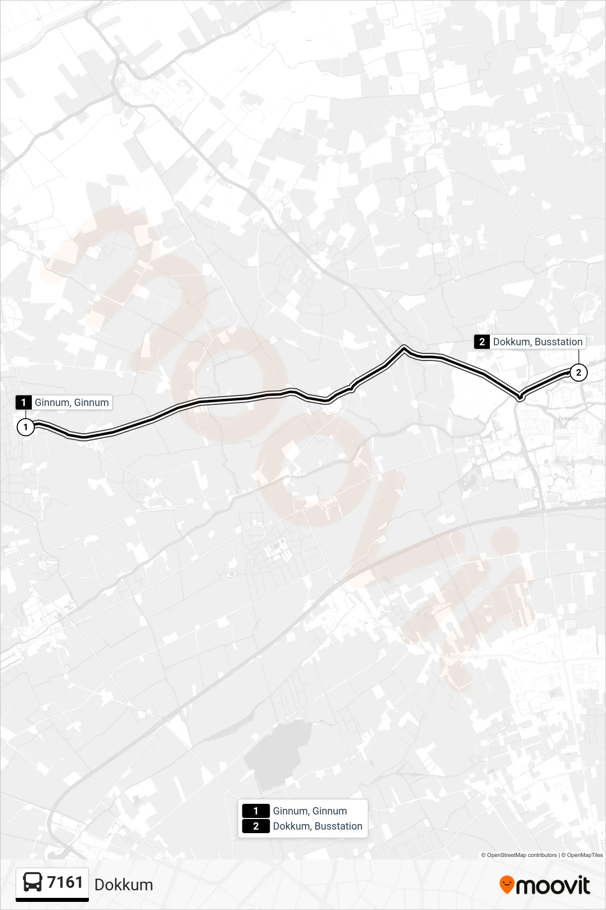 Lijn 7161 (bus, Dokkum): route en haltes op de kaart