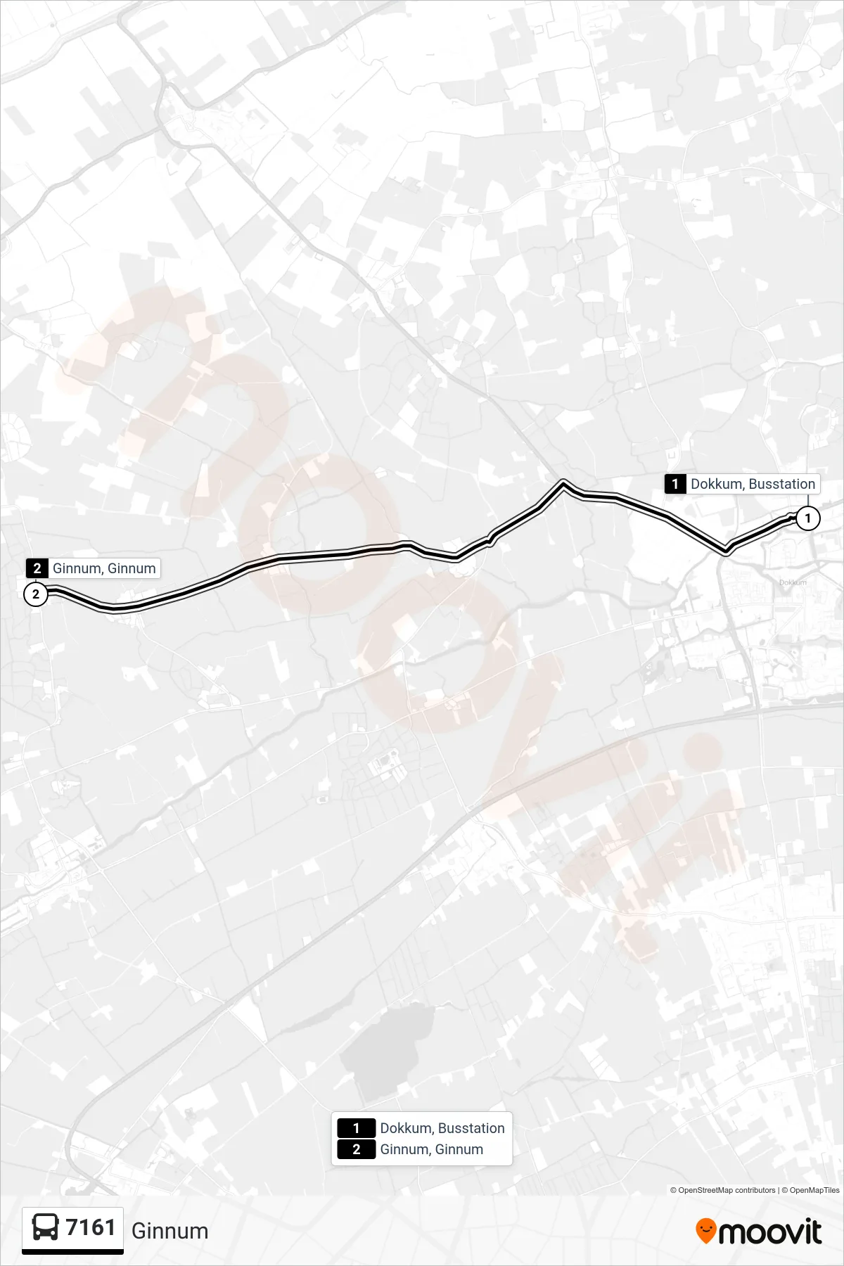 Lijn 7161 (bus, Ginnum): route en haltes op de kaart