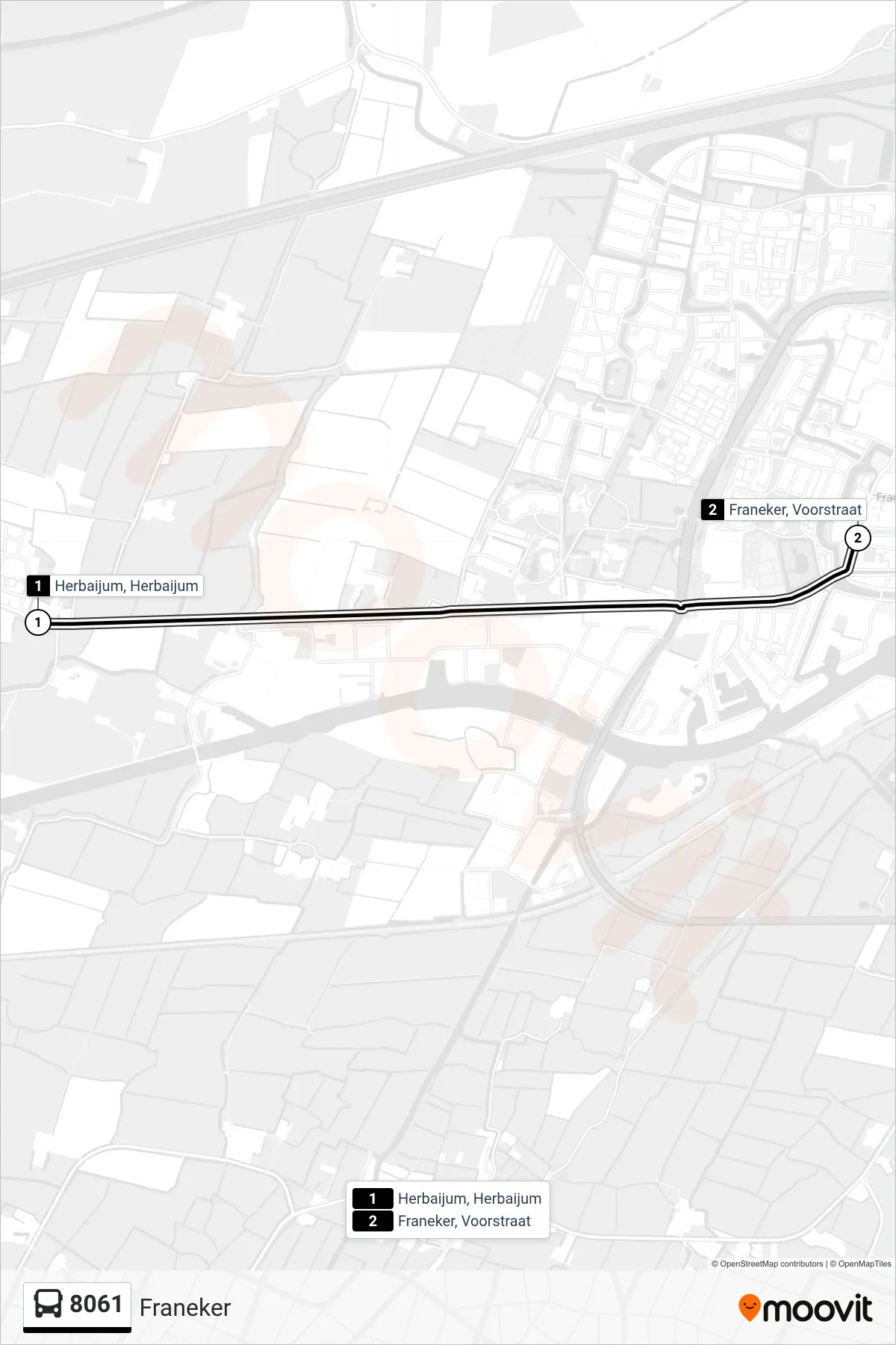 Lijn 8061 (bus, Franeker): route en haltes op de kaart