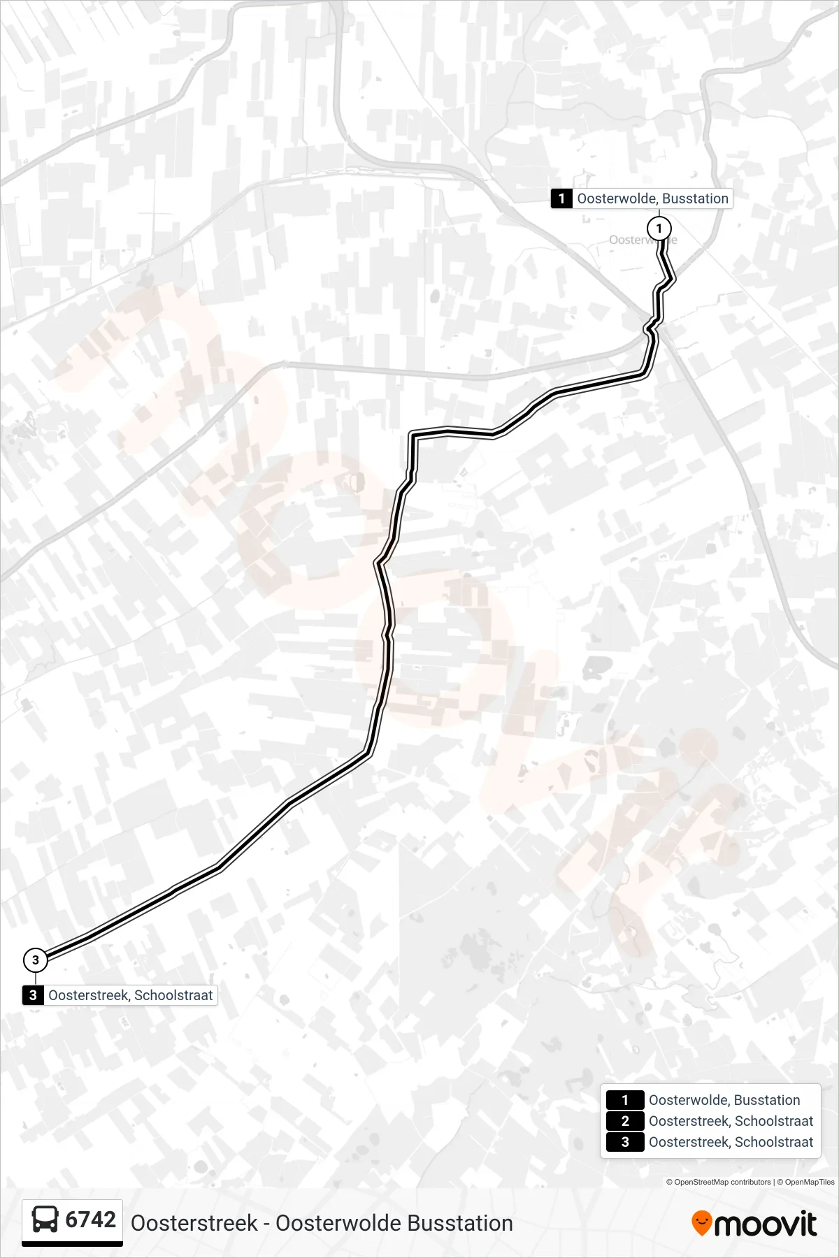 Lijn 6742 (bus, Oosterstreek): route en haltes op de kaart