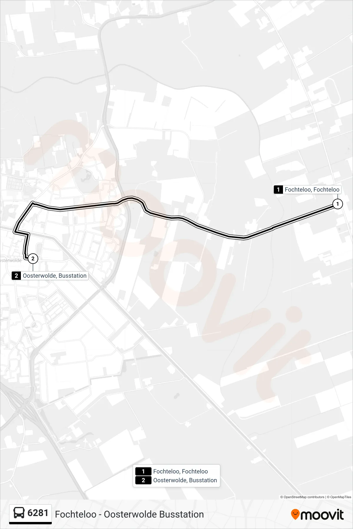 Lijn 6281 (bus, Oosterwolde): route en haltes op de kaart