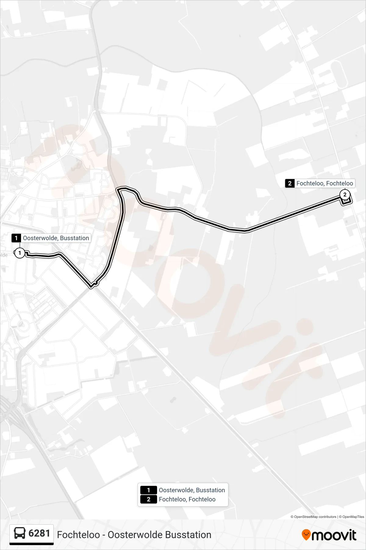 Lijn 6281 (bus, Fochteloo): route en haltes op de kaart