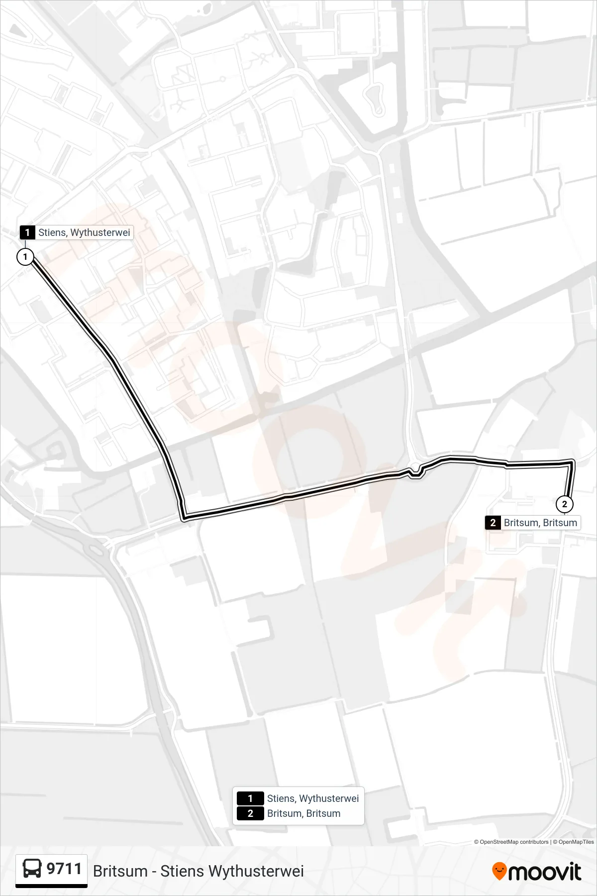 Lijn 9711 (bus, Britsum): route en haltes op de kaart