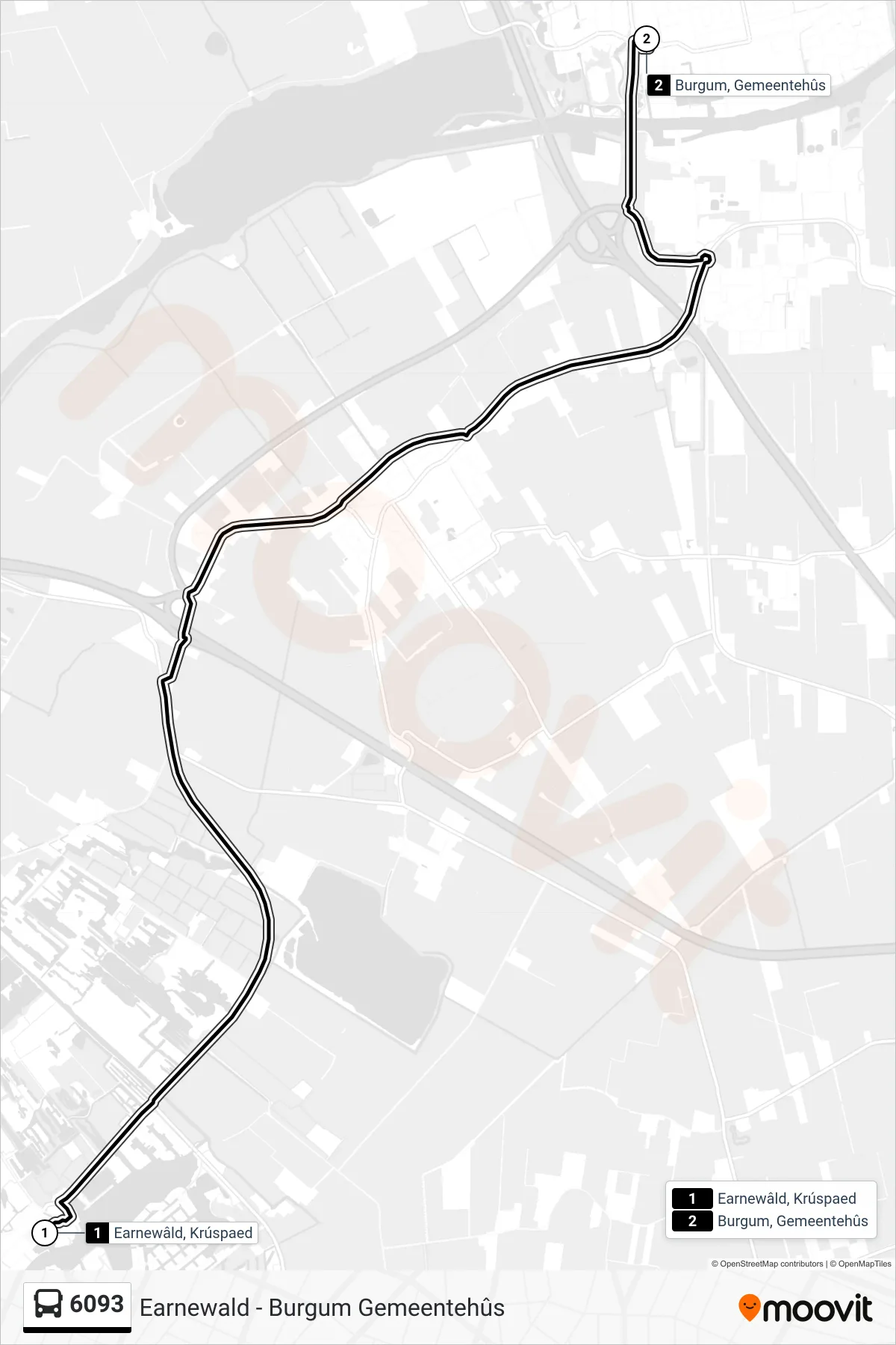 Lijn 6093 (bus, Burgum): route en haltes op de kaart