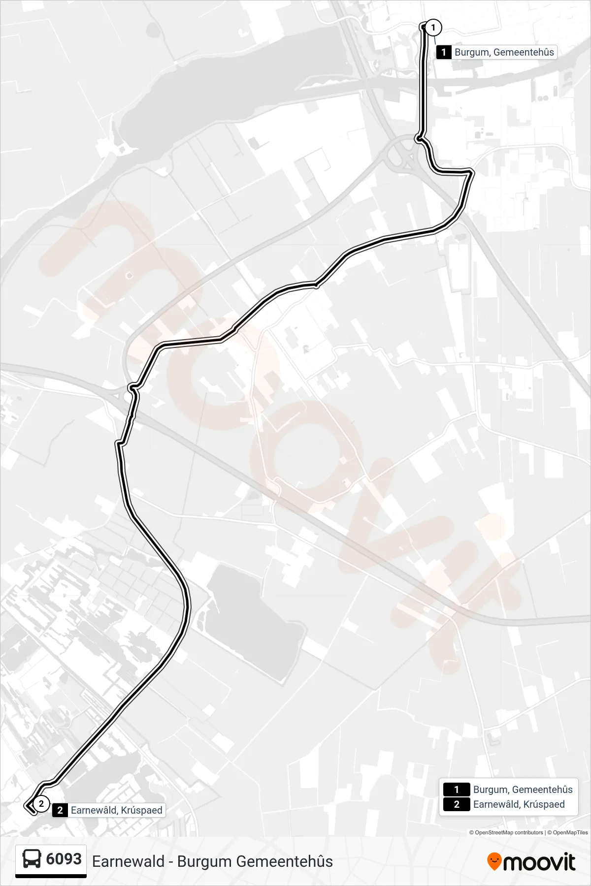 Lijn 6093 (bus, Earnewâld): route en haltes op de kaart