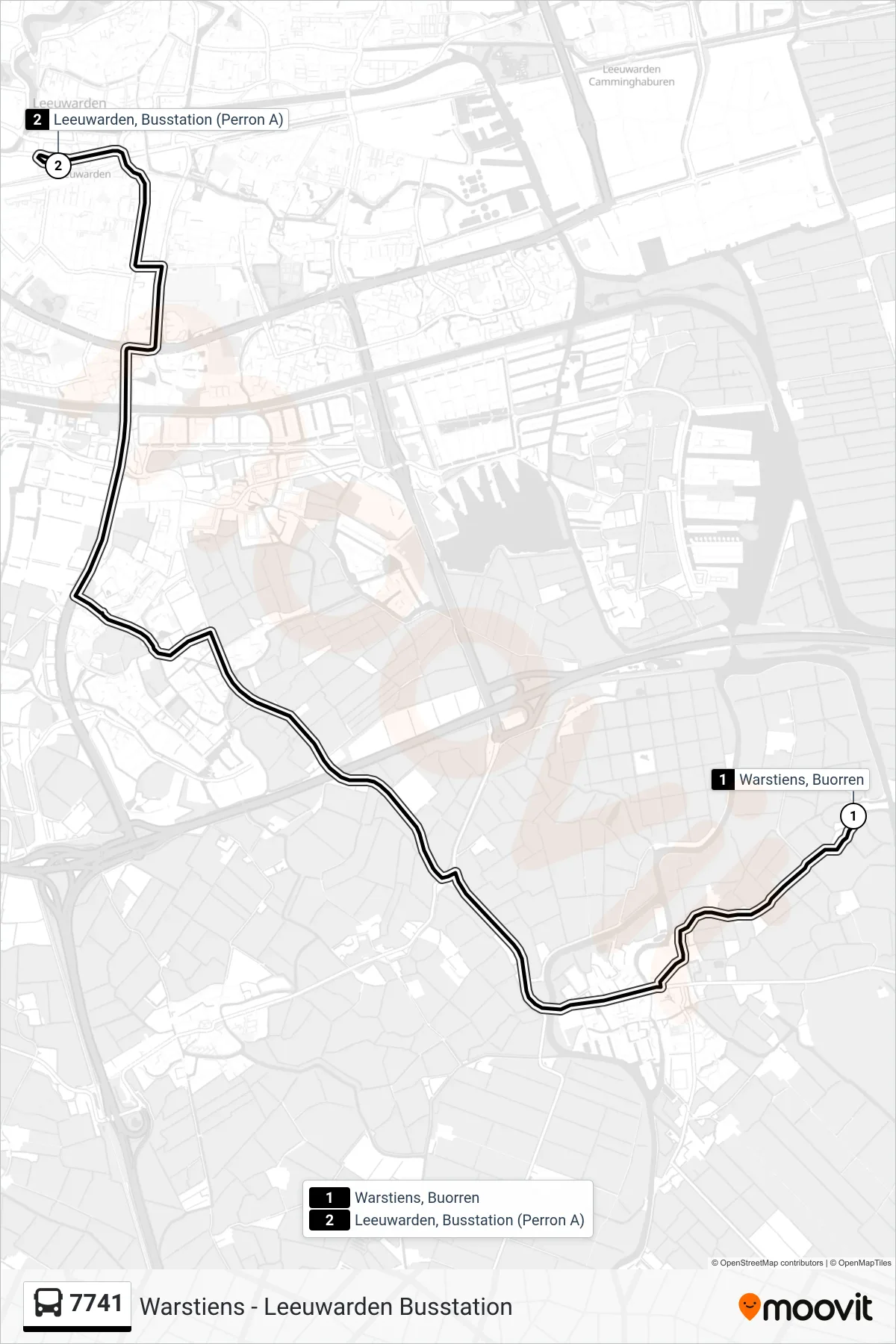 Lijn 7741 (bus, Leeuwarden): route en haltes op de kaart