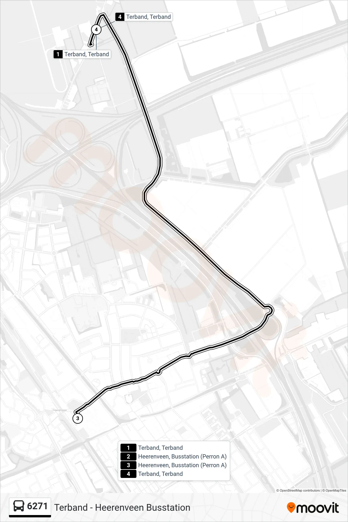 6271 bus Line (Terband) route and stops on a map