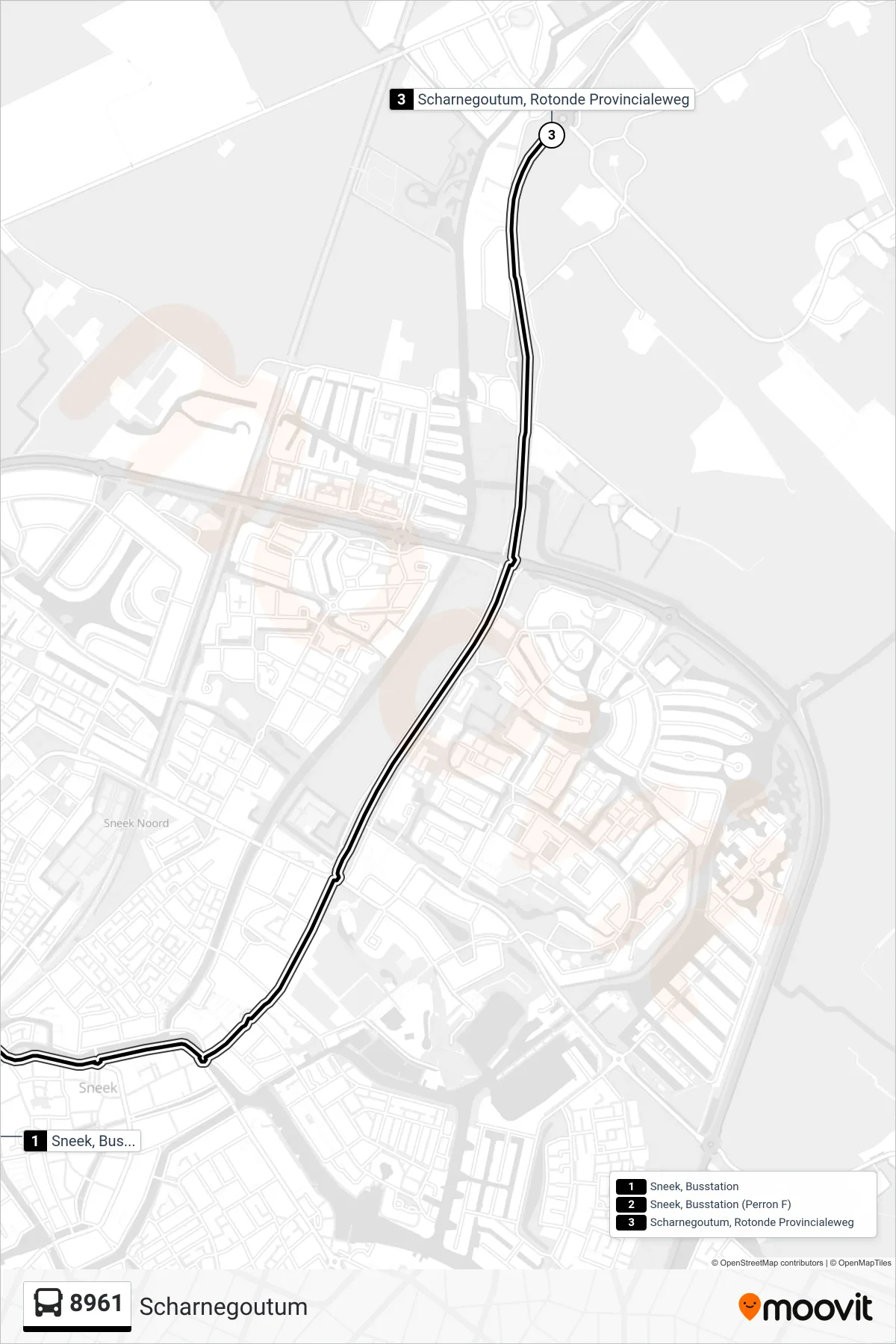 Lijn 8961 (bus, Scharnegoutum): route en haltes op de kaart
