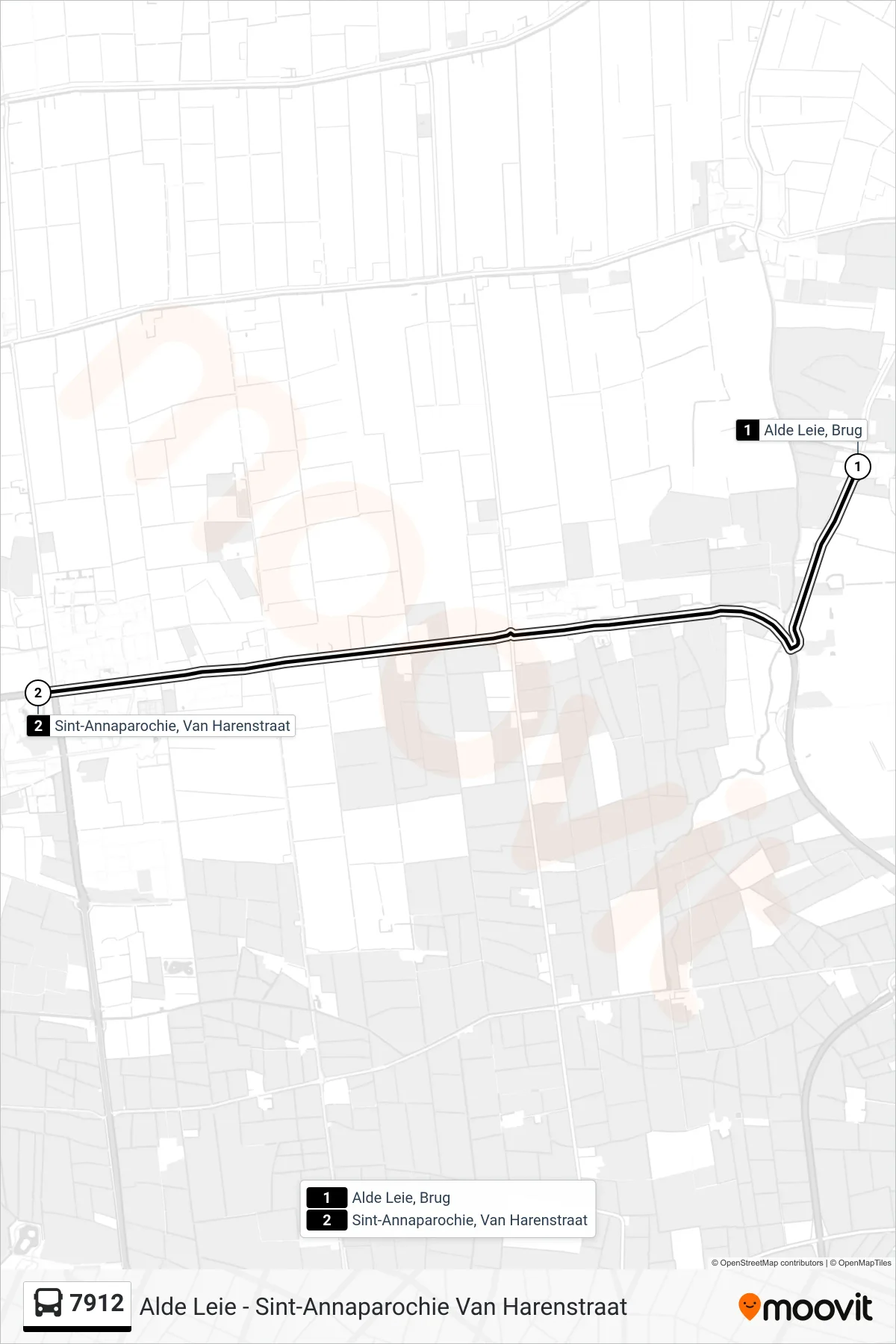7912 bus Line (Sint-Annaparochie) route and stops on a map