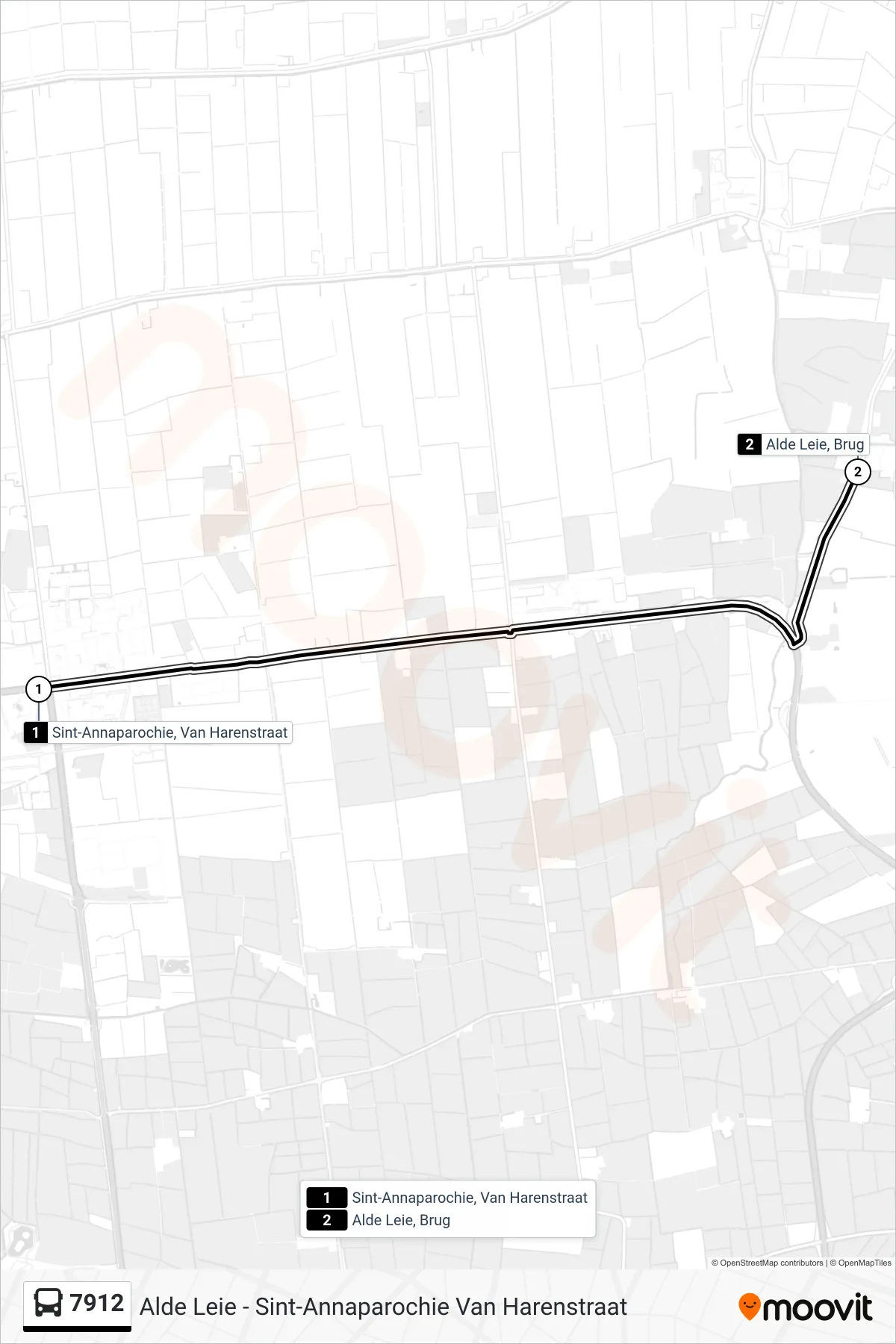 Lijn 7912 (bus, Alde Leie): route en haltes op de kaart