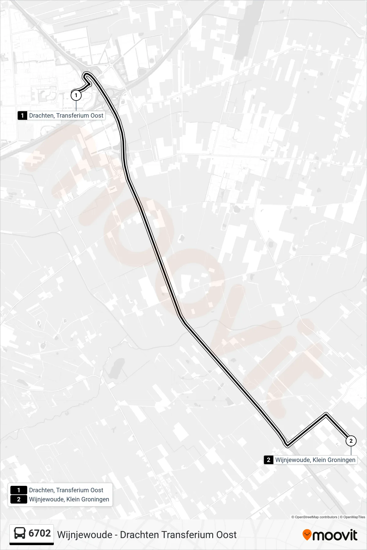 Lijn 6702 (bus, Klein Groningen): route en haltes op de kaart
