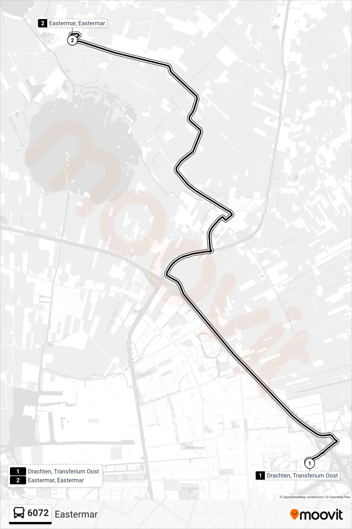 6072 bus Line (Eastermar) route and stops on a map