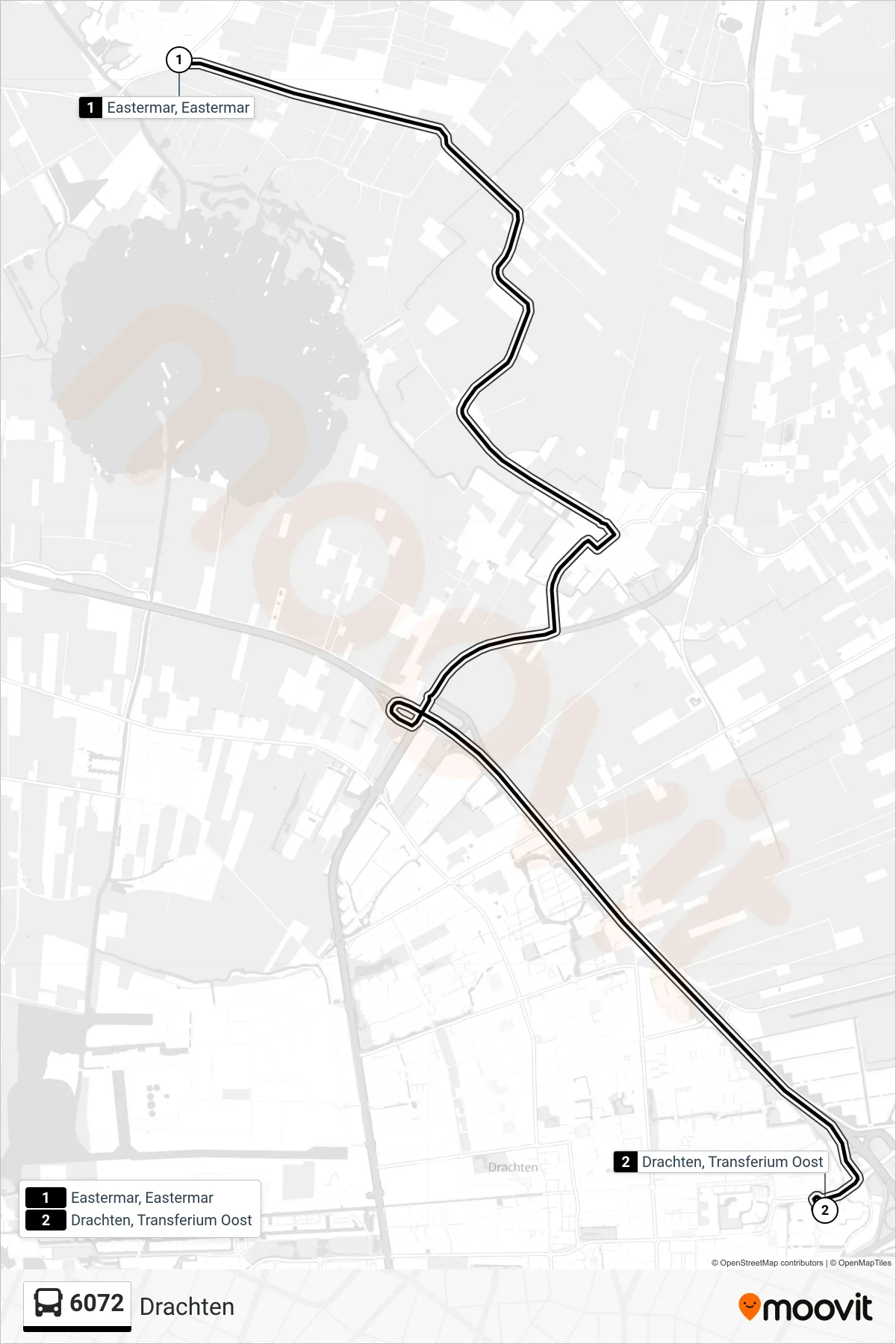 Lijn 6072 (bus, Drachten): route en haltes op de kaart
