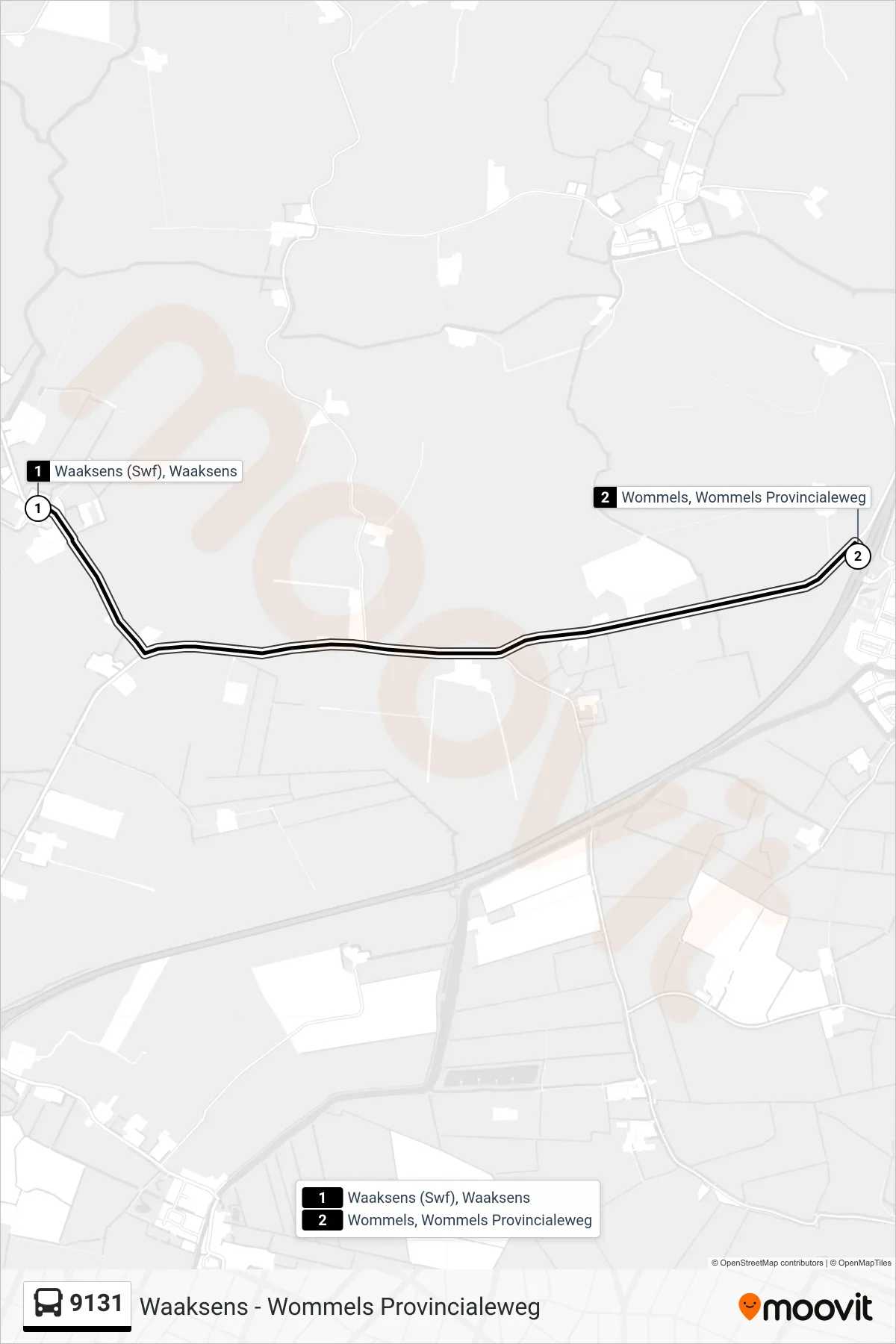 Lijn 9131 (bus, Wommels): route en haltes op de kaart