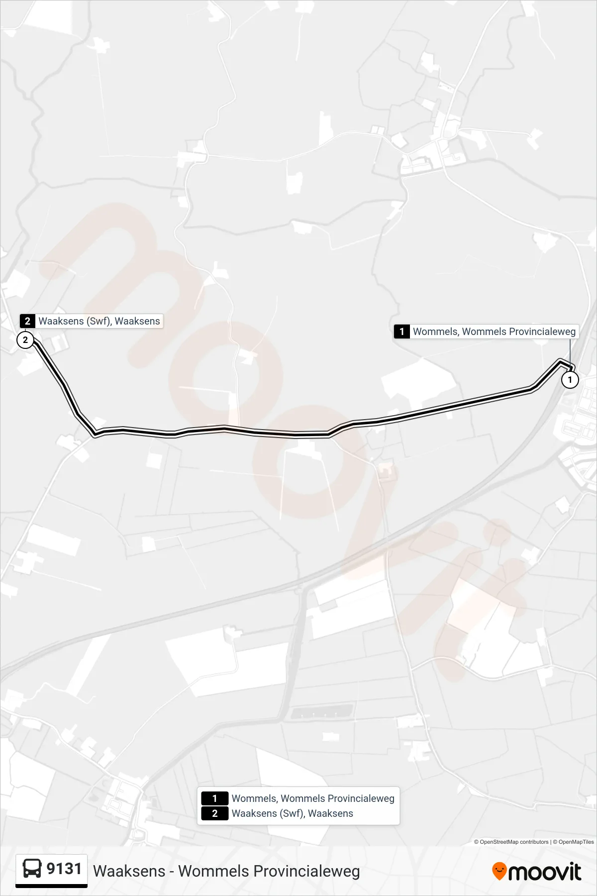 Lijn 9131 (bus, Waaksens): route en haltes op de kaart