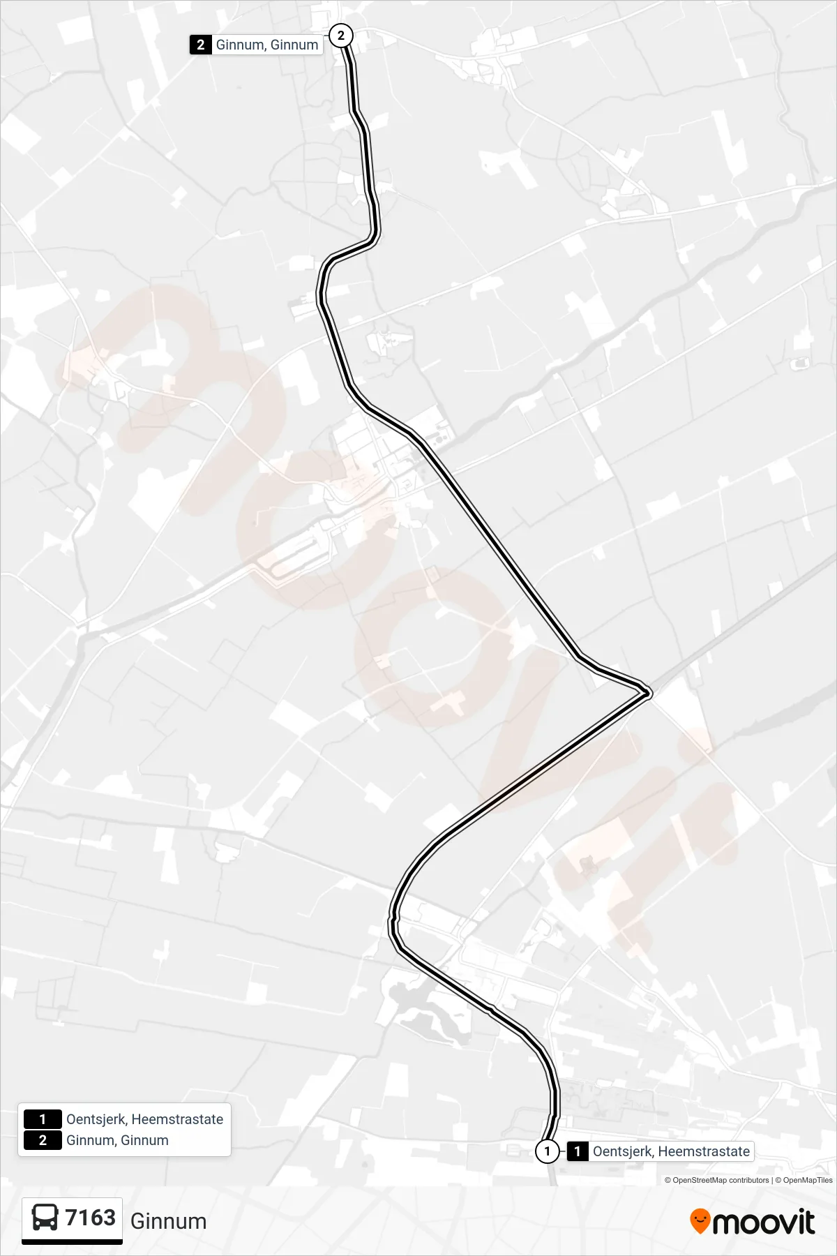 Lijn 7163 (bus, Ginnum): route en haltes op de kaart