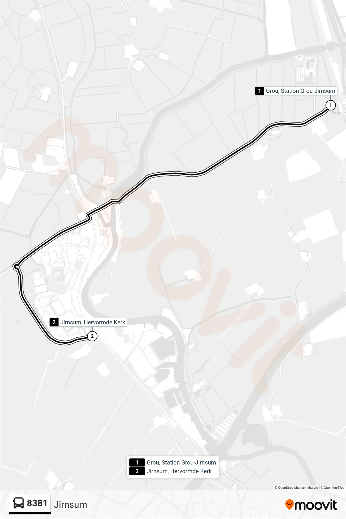 Lijn 8381 (bus, Jirnsum): route en haltes op de kaart
