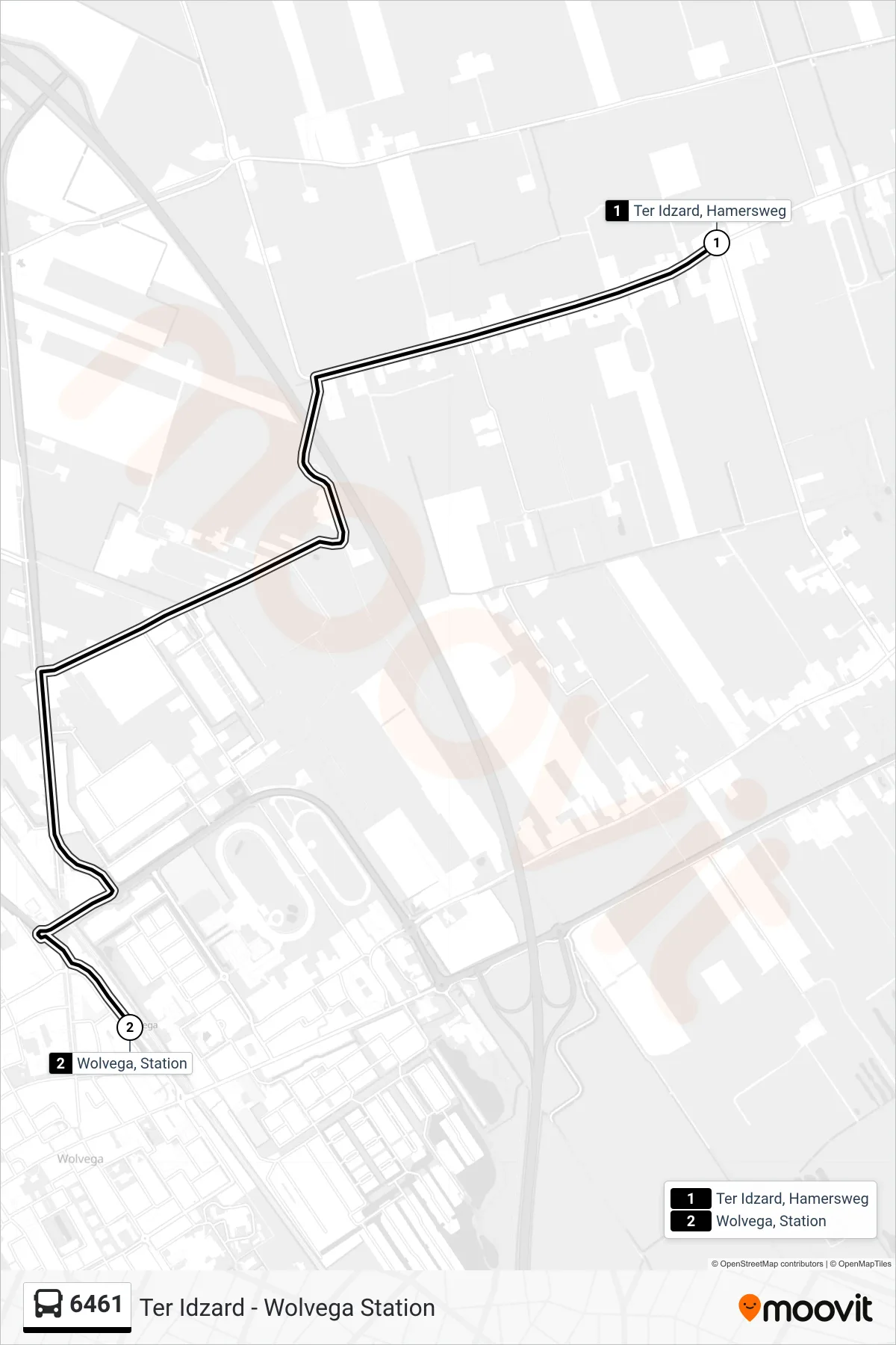 Lijn 6461 (bus, Wolvega): route en haltes op de kaart