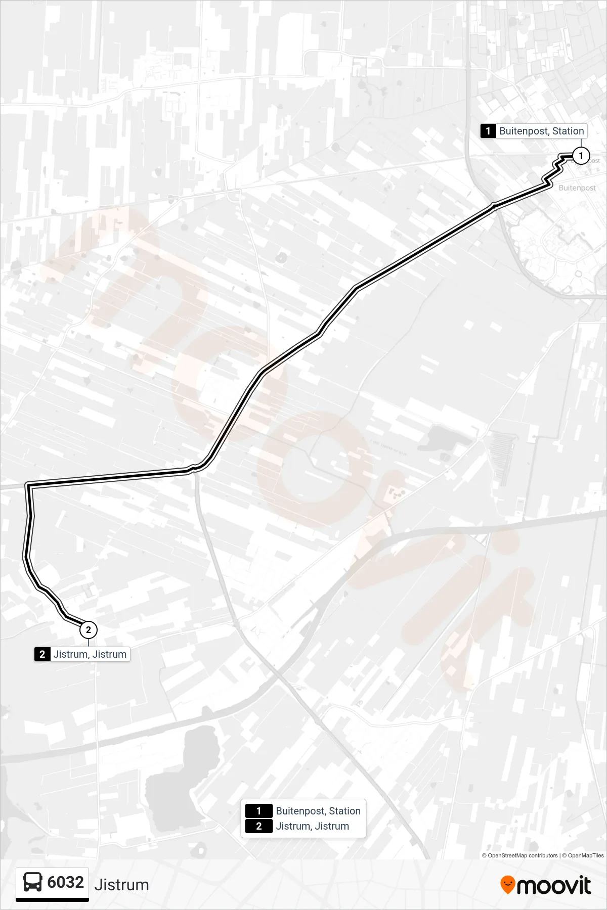 Lijn 6032 (bus, Jistrum): route en haltes op de kaart