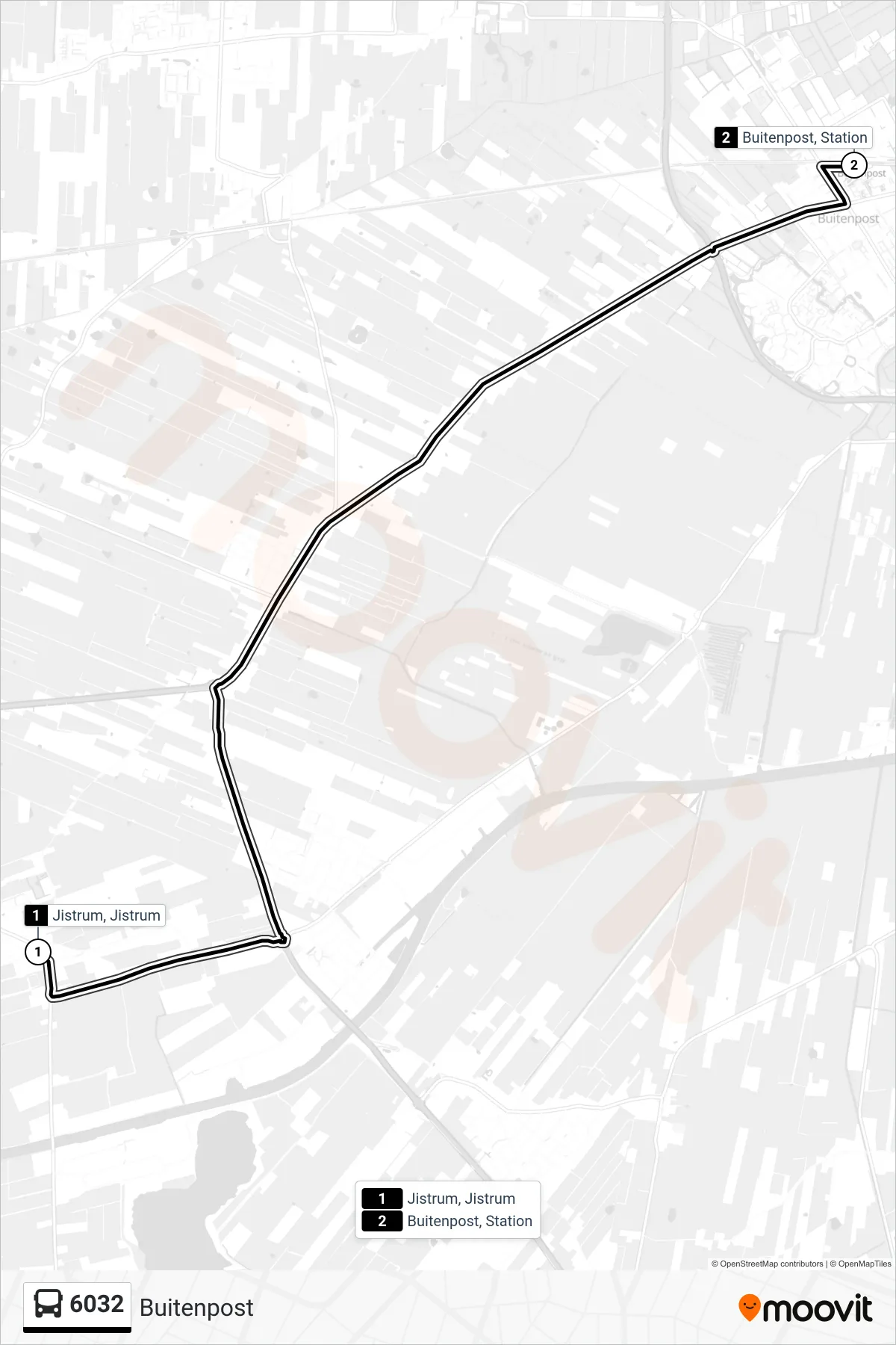 Lijn 6032 (bus, Buitenpost): route en haltes op de kaart