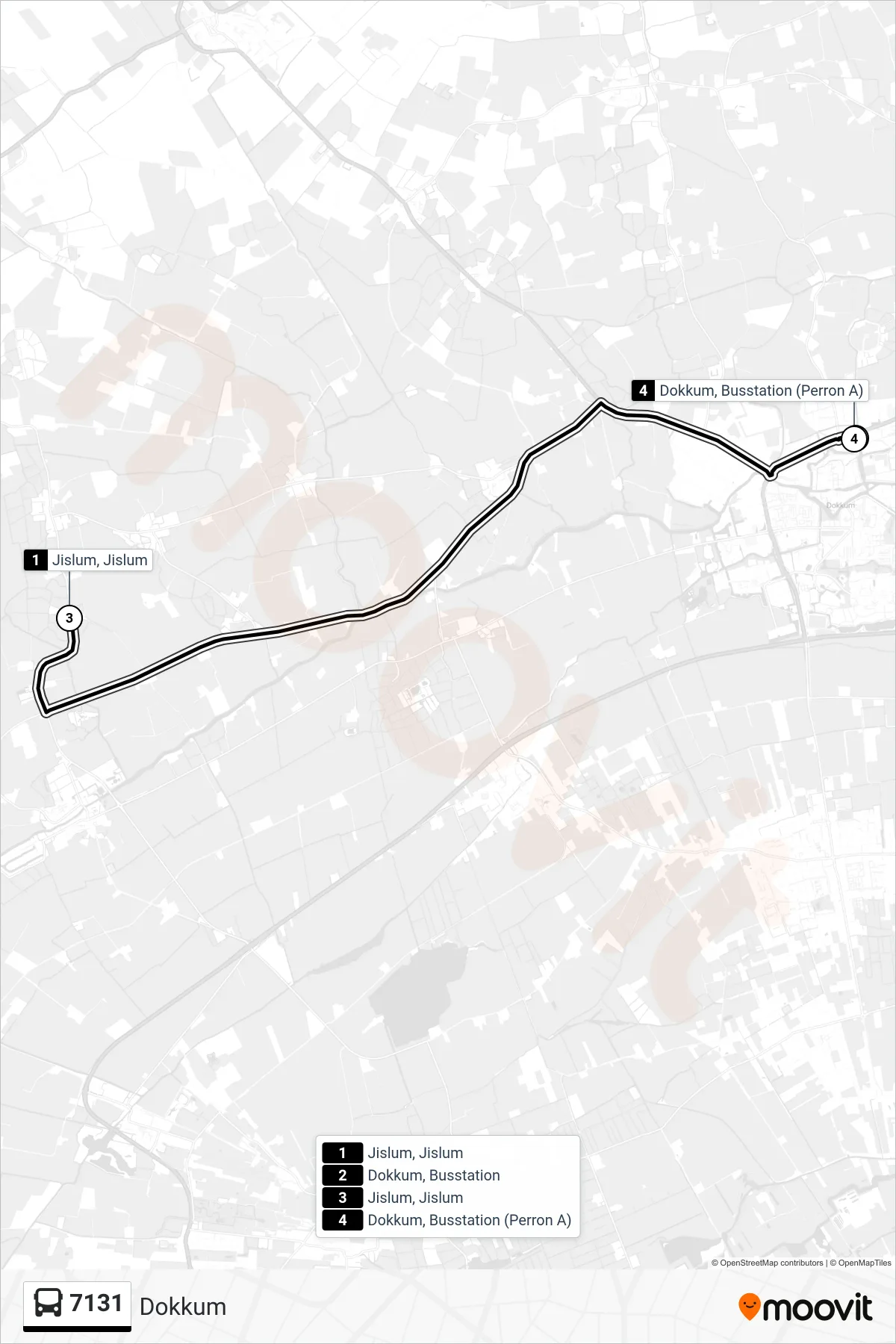 Lijn 7131 (bus, Dokkum): route en haltes op de kaart