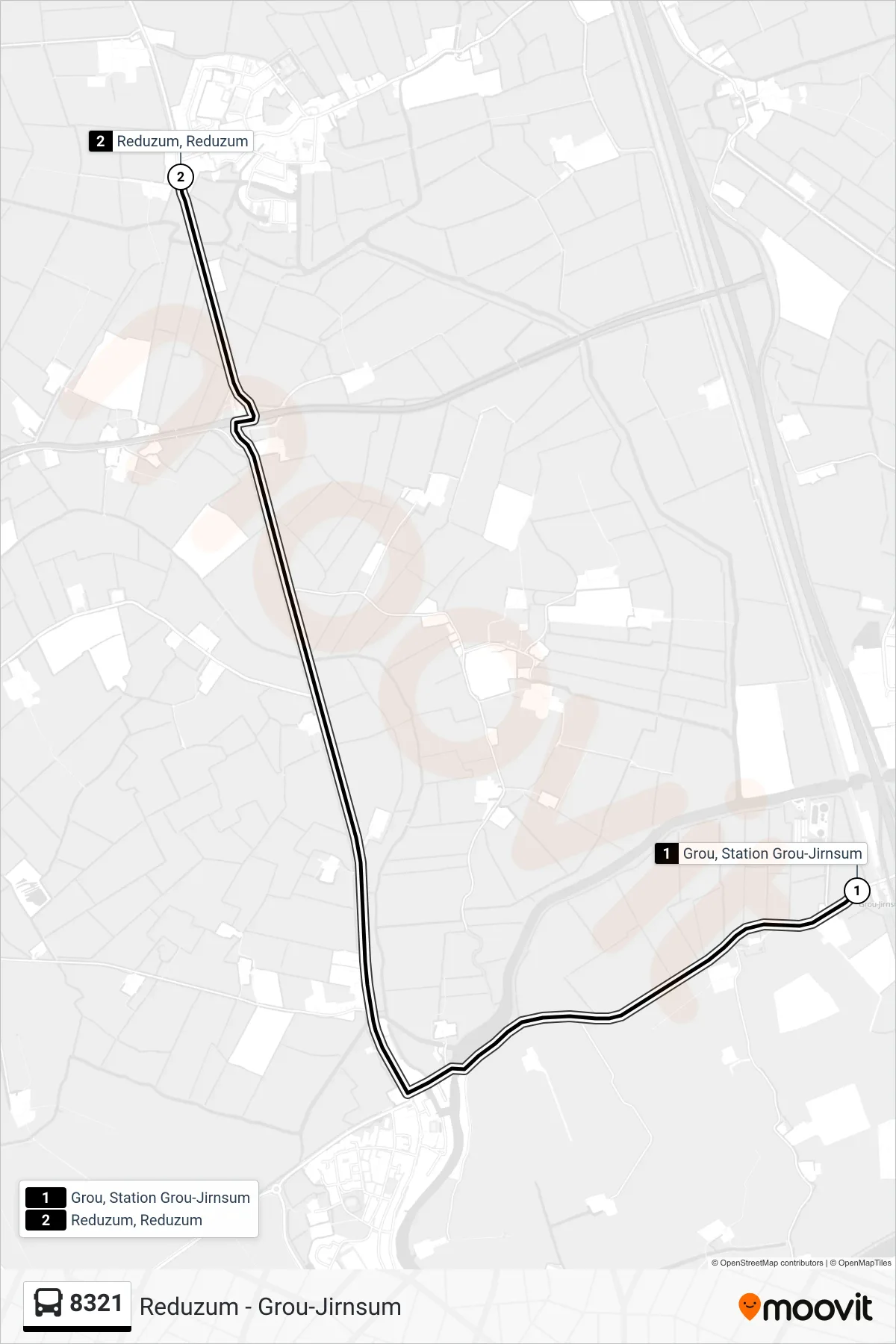 Lijn 8321 (bus, Reduzum): route en haltes op de kaart