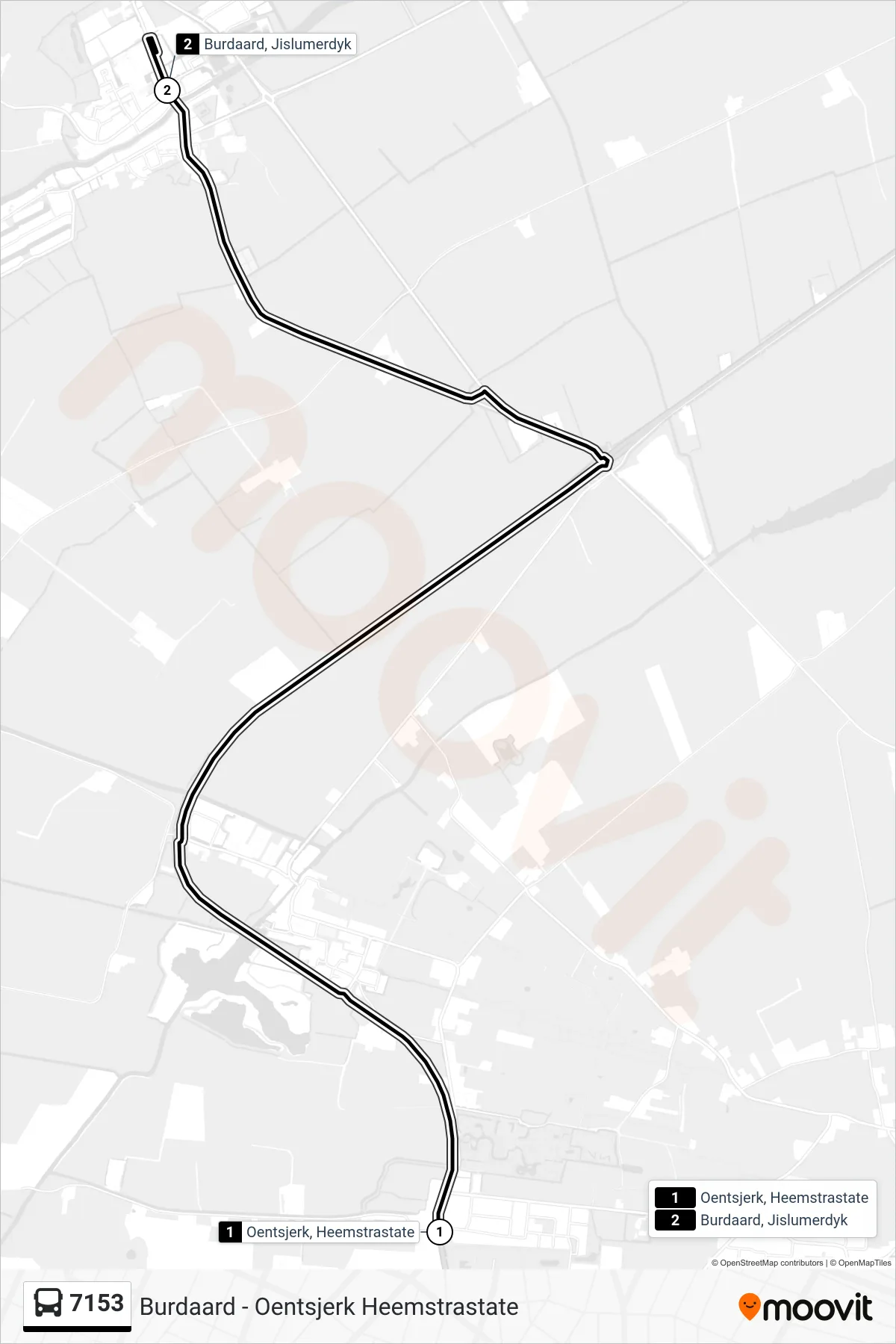 Lijn 7153 (bus, Burdaard): route en haltes op de kaart