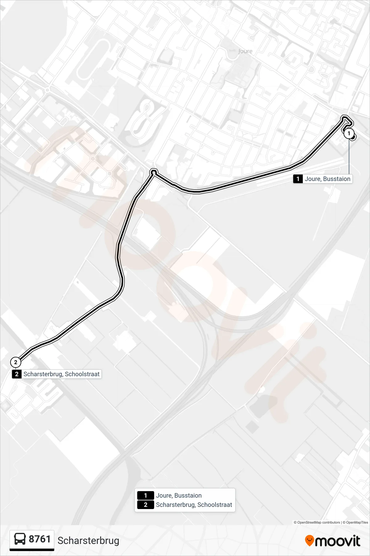 Lijn 8761 (bus, Scharsterbrug): route en haltes op de kaart