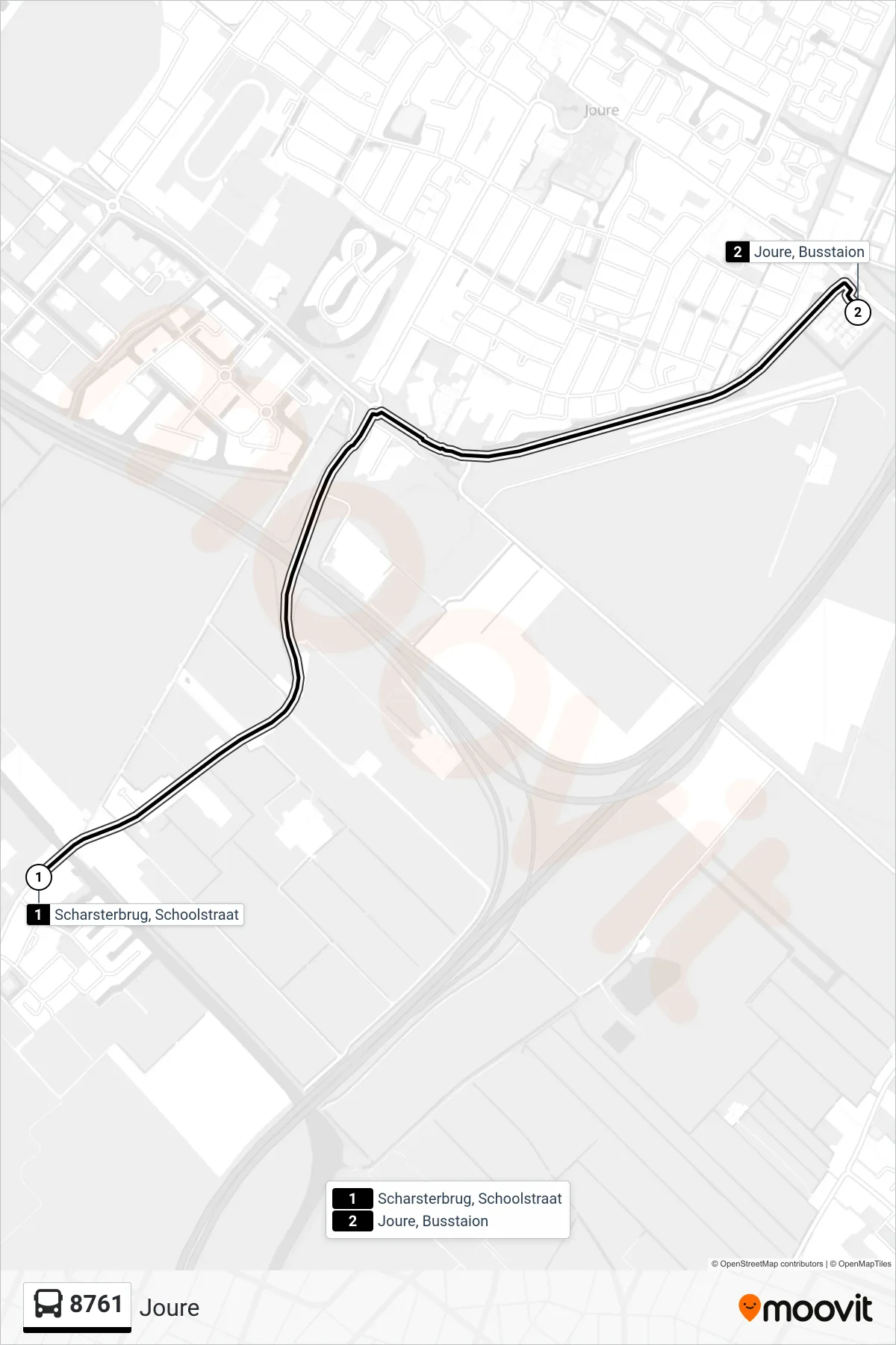 8761 bus Line (Joure) route and stops on a map