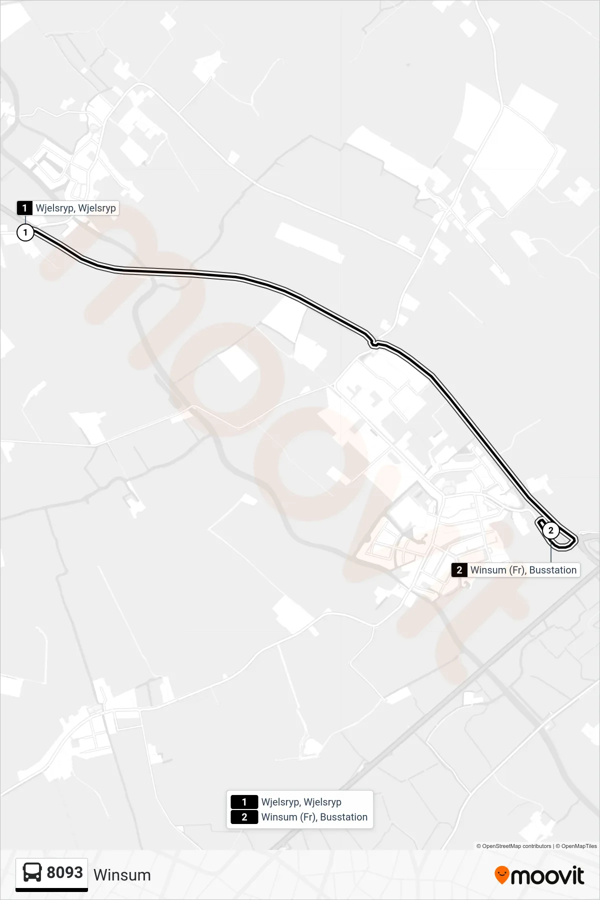 Lijn 8093 (bus, Winsum): route en haltes op de kaart
