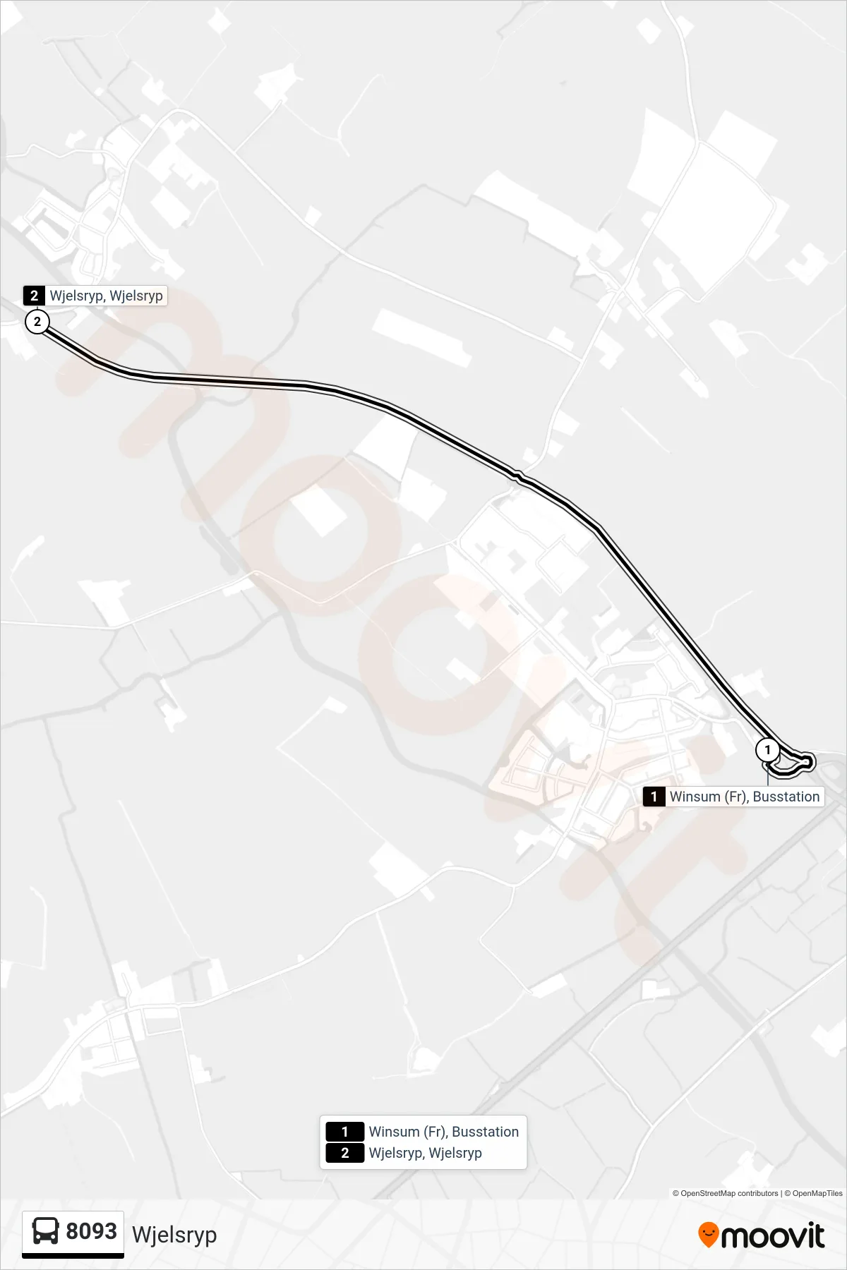8093 bus Line (Wjelsryp) route and stops on a map