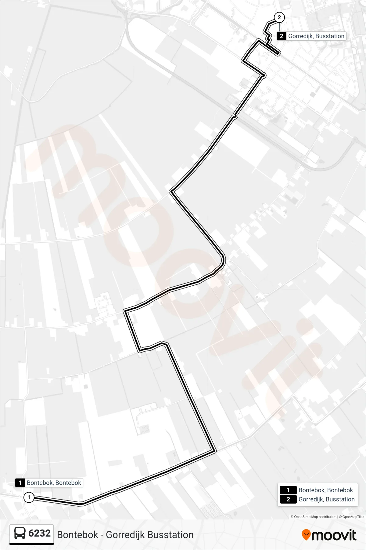 Lijn 6232 (bus, Gorredijk): route en haltes op de kaart