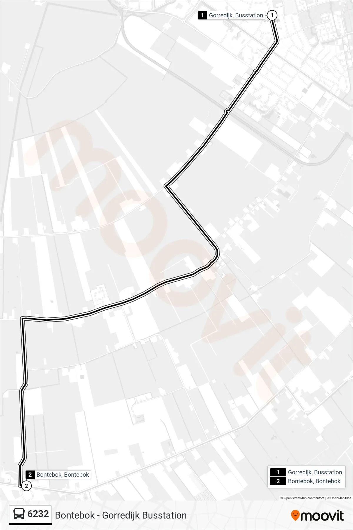 Lijn 6232 (bus, Bontebok): route en haltes op de kaart