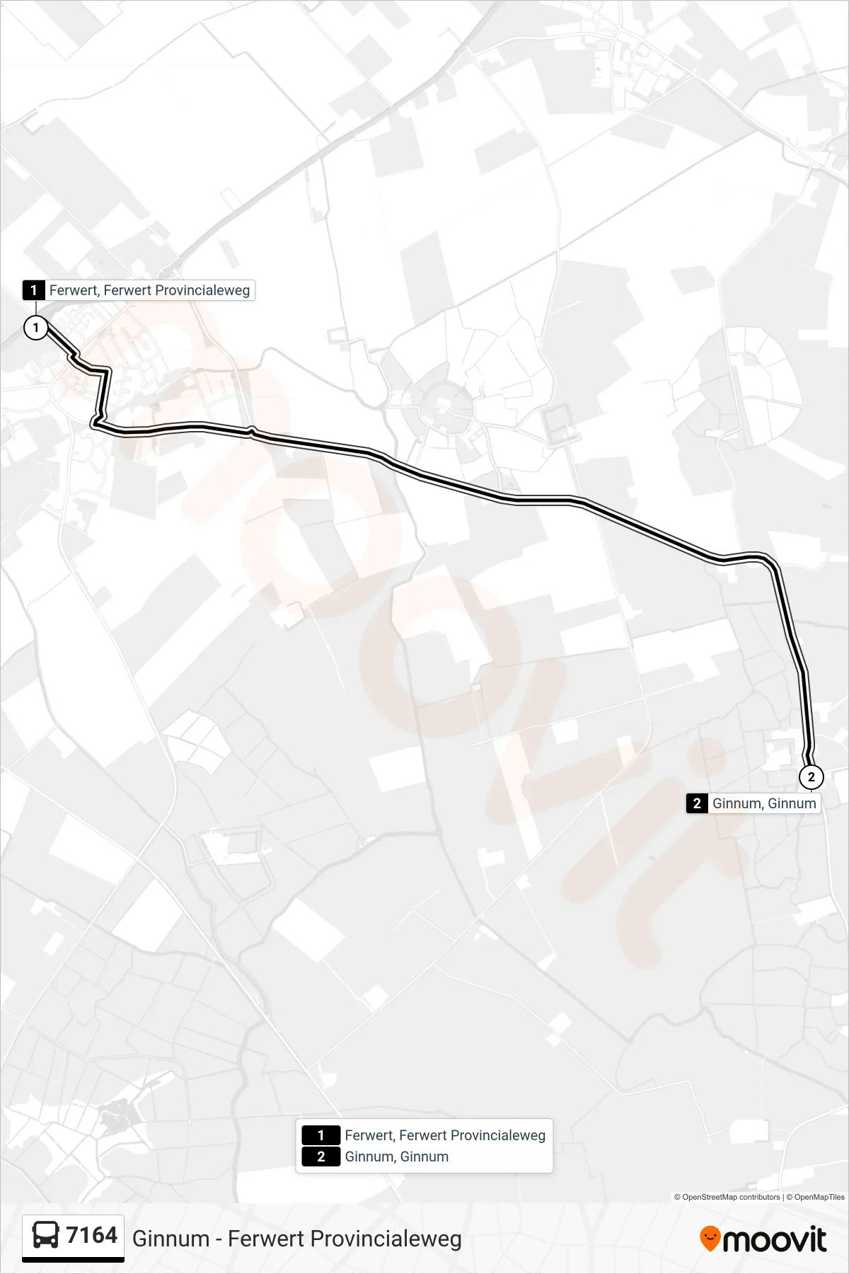 Lijn 7164 (bus, Ginnum): route en haltes op de kaart
