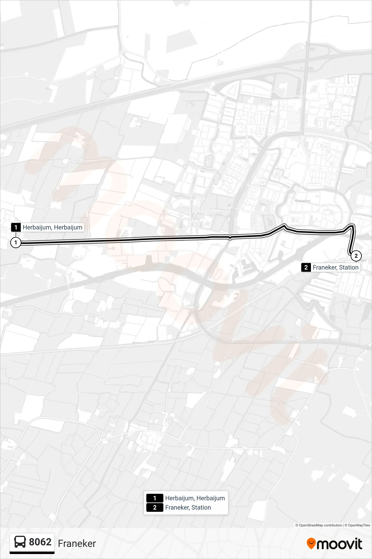 Lijn 8062 (bus, Franeker): route en haltes op de kaart
